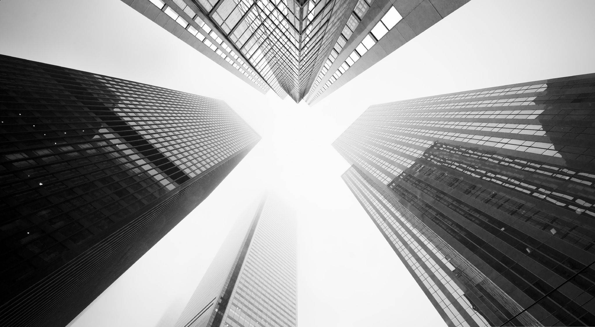 worm eye view, black and white, low-angle shot, Full HD Desktop Wallpaper