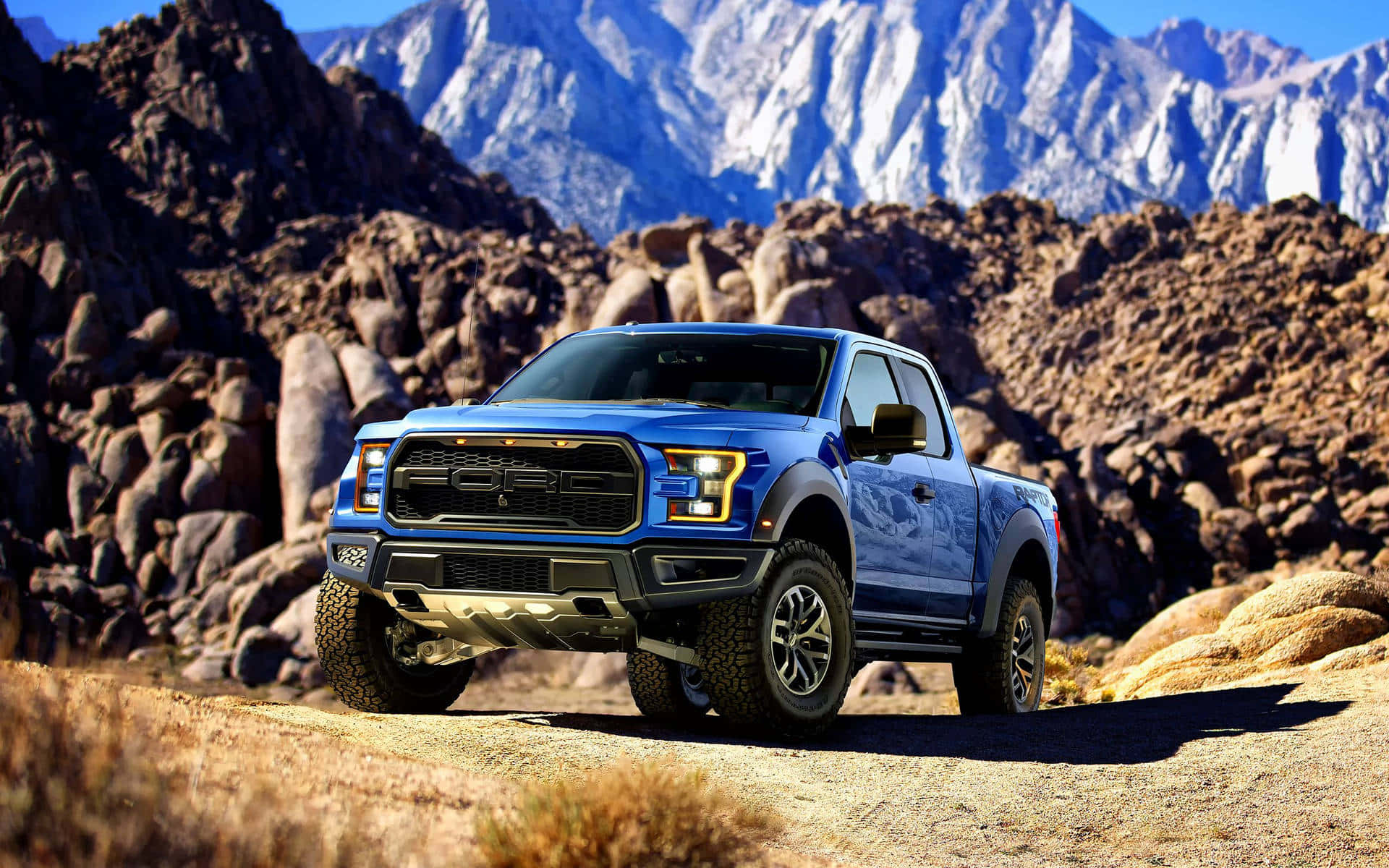 2018 Ford F-150 Raptor, blue, desert trail, Full HD Desktop Wallpaper