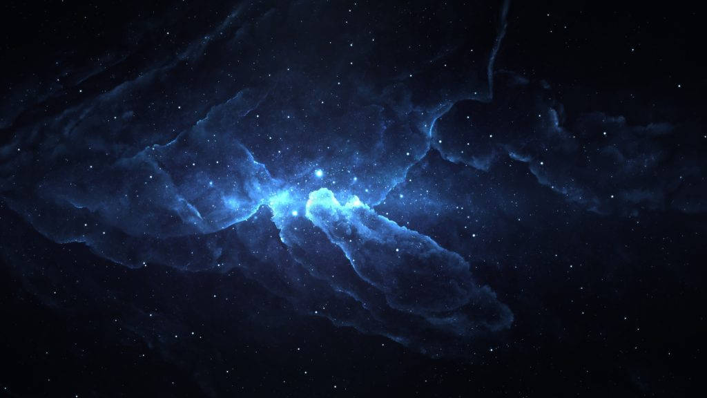blue galaxy, luminous blue nebula, twinkling stars, SD Desktop Wallpaper
