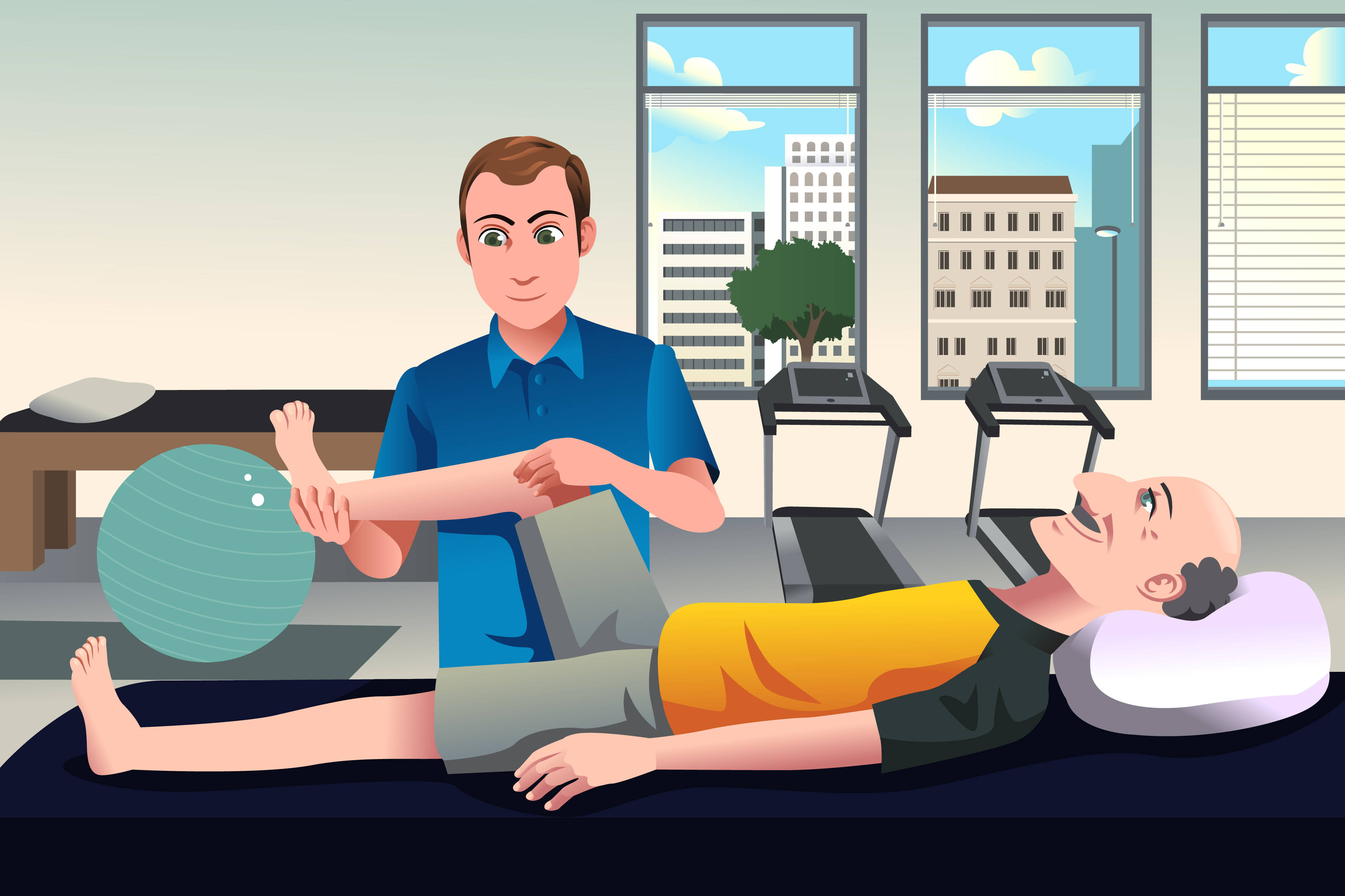 physical therapist, elderly patient, arm exercises, 2K Desktop Wallpaper