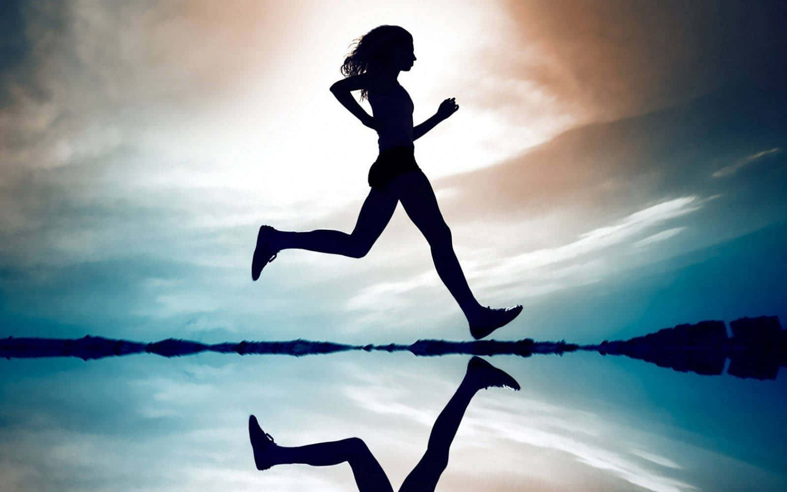 Physical Therapy, running lady silhouette, dramatic sky, HD Desktop Wallpaper
