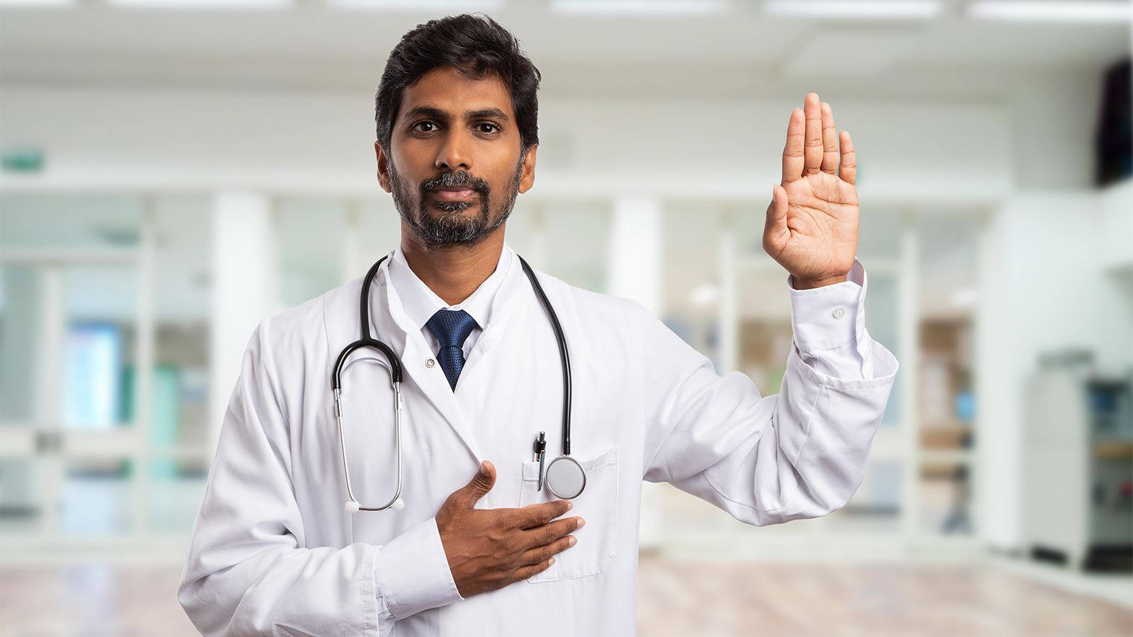 Physician, white coat, stethoscope, HD Desktop Wallpaper