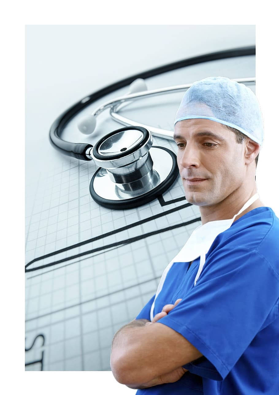 surgeon, blue scrubs, surgical cap, HD Phone Wallpaper