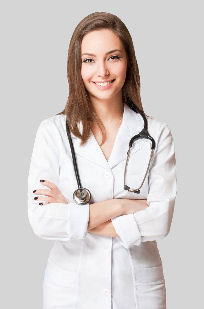 female doctor, white lab coat, stethoscope, SD Phone Wallpaper