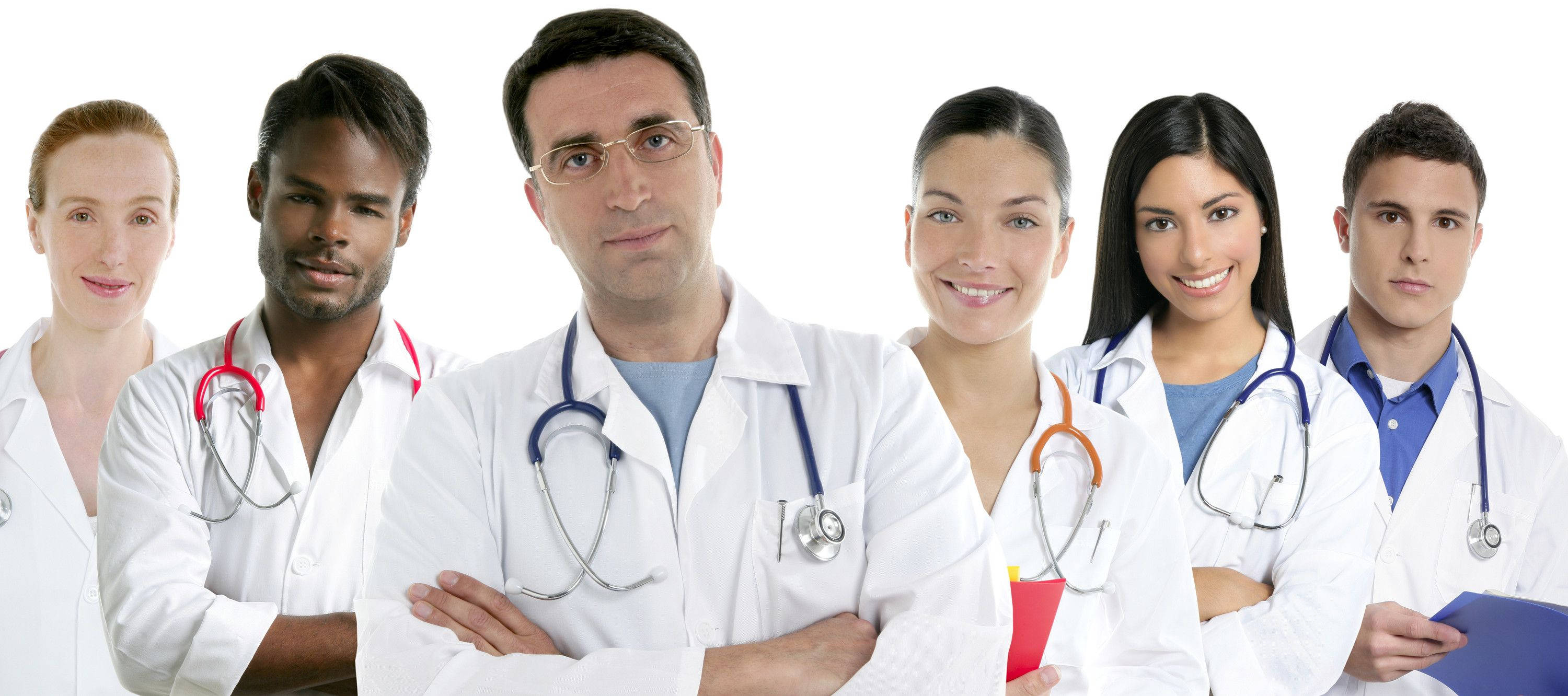 Physician, white coats, stethoscopes, 2K Desktop Wallpaper