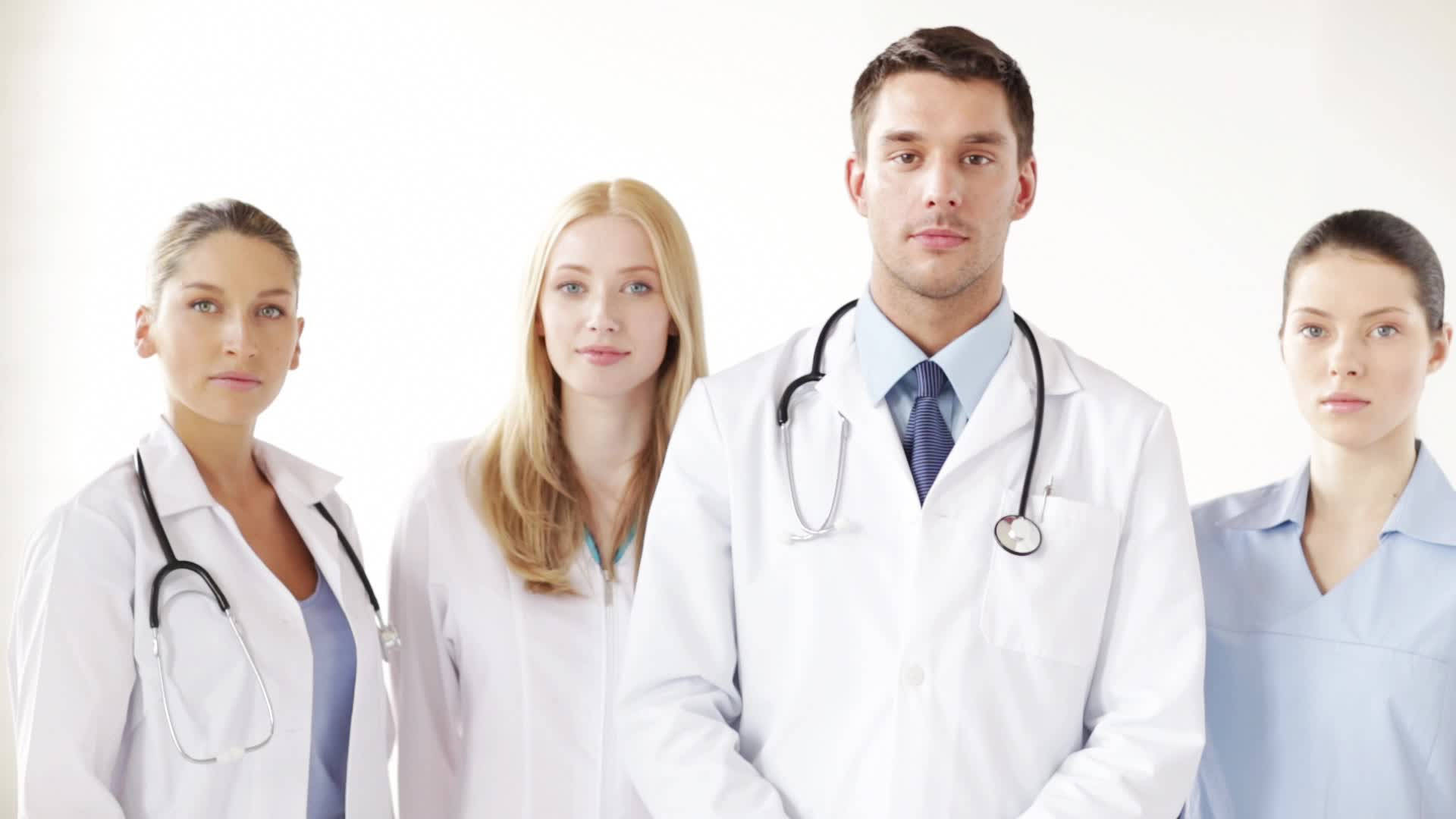 white coats, stethoscopes, clean bright studio setting, Full HD Desktop Wallpaper
