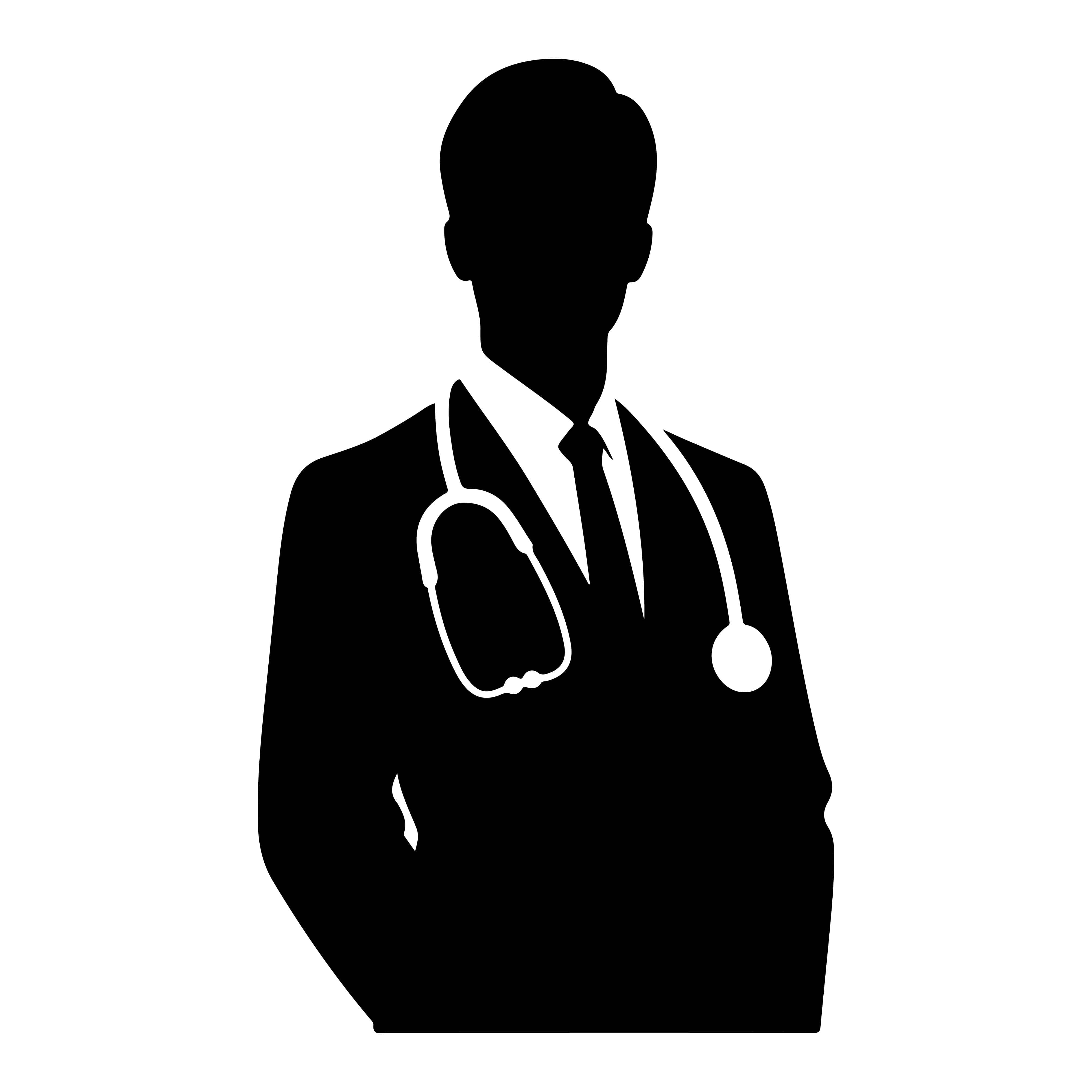 doctor silhouette, stethoscope, white background, 4K Desktop Wallpaper