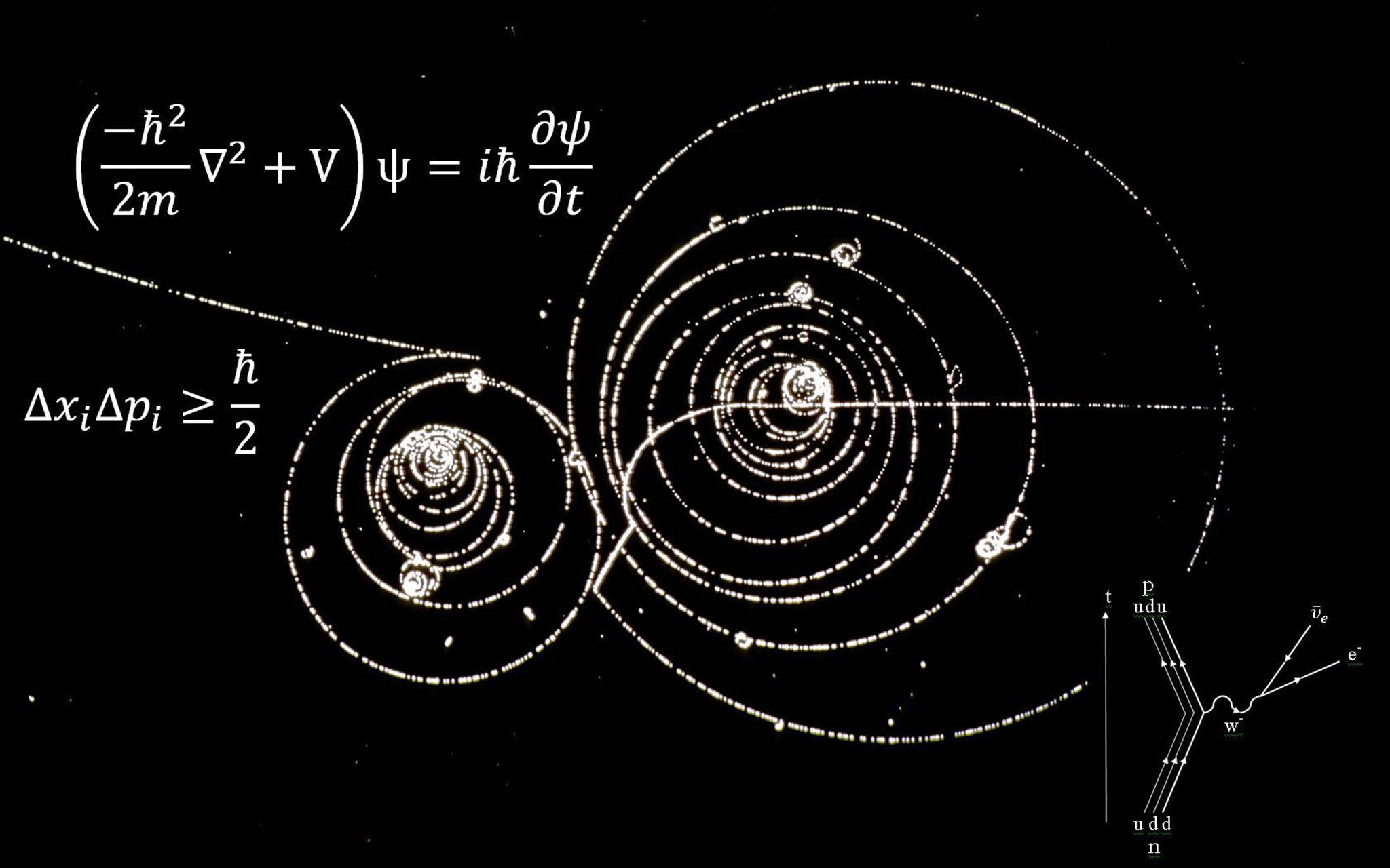 Particle Physics Equation, abstract quantum physics diagram, glowing orbital paths, Full HD Desktop Wallpaper