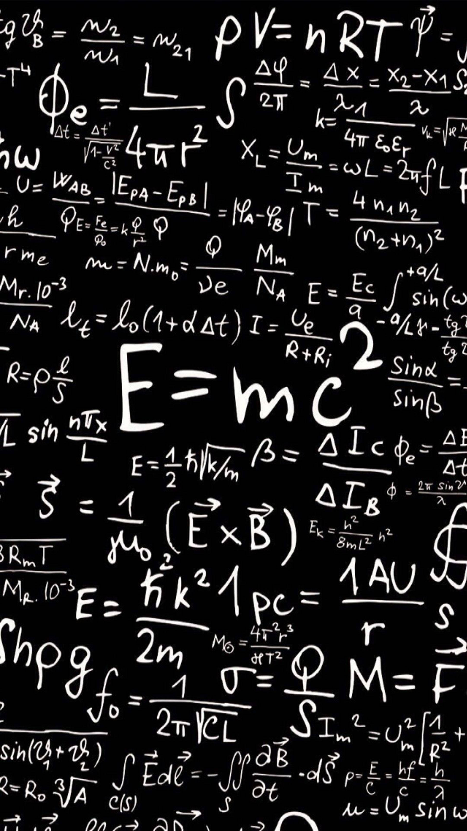blackboard, white chalk, physics equations, 2K Phone Wallpaper