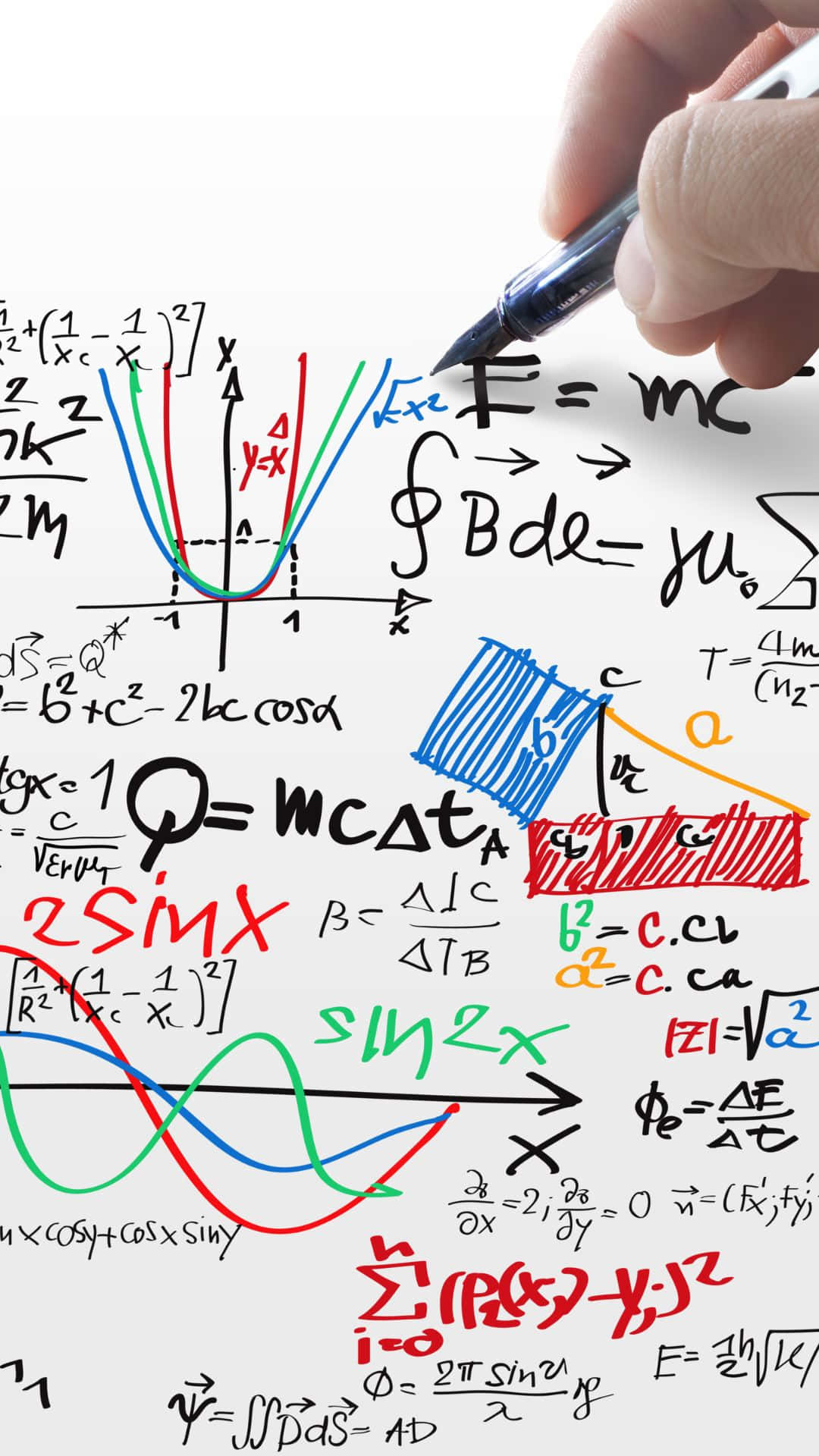 whiteboard, physics equations, colorful ink, Full HD Phone Wallpaper