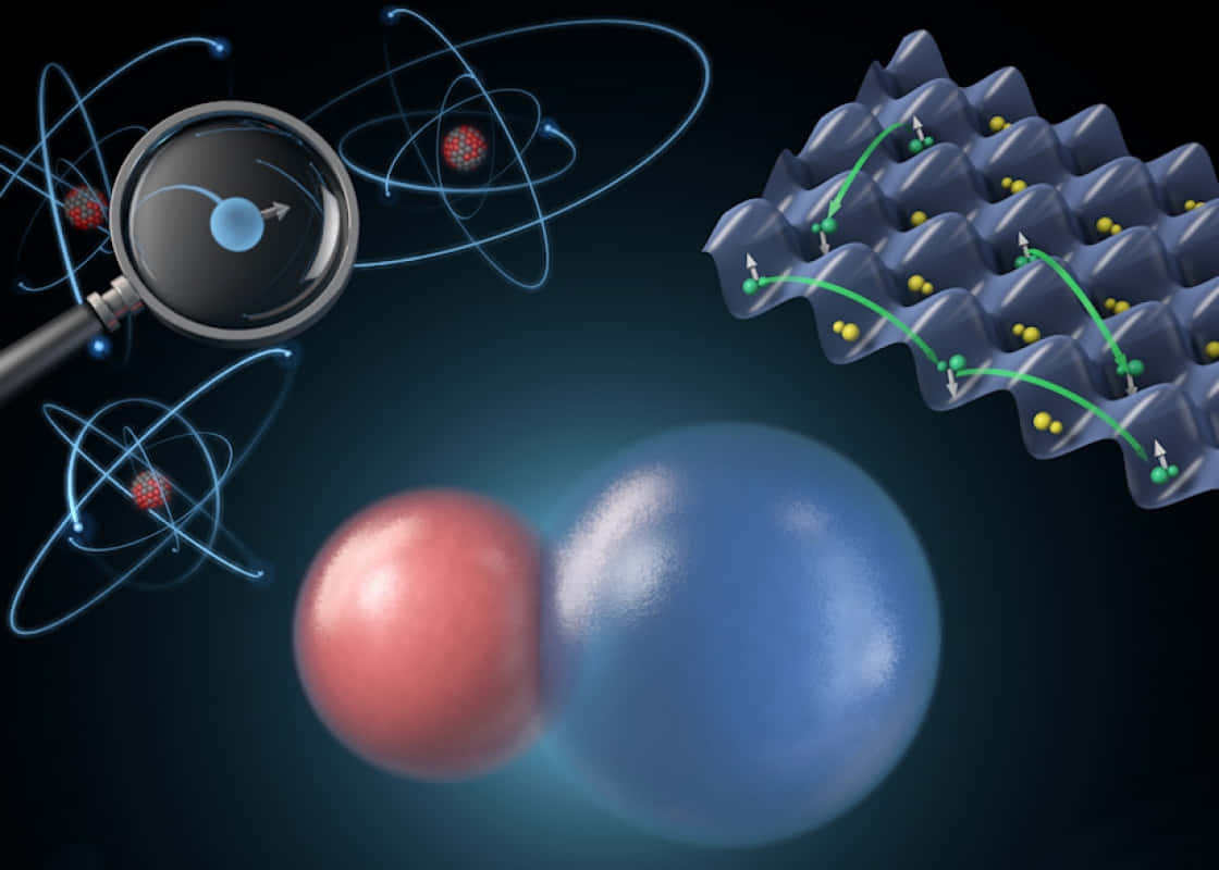 magnifying glass, atomic structures, graphene lattice, SD Desktop Wallpaper