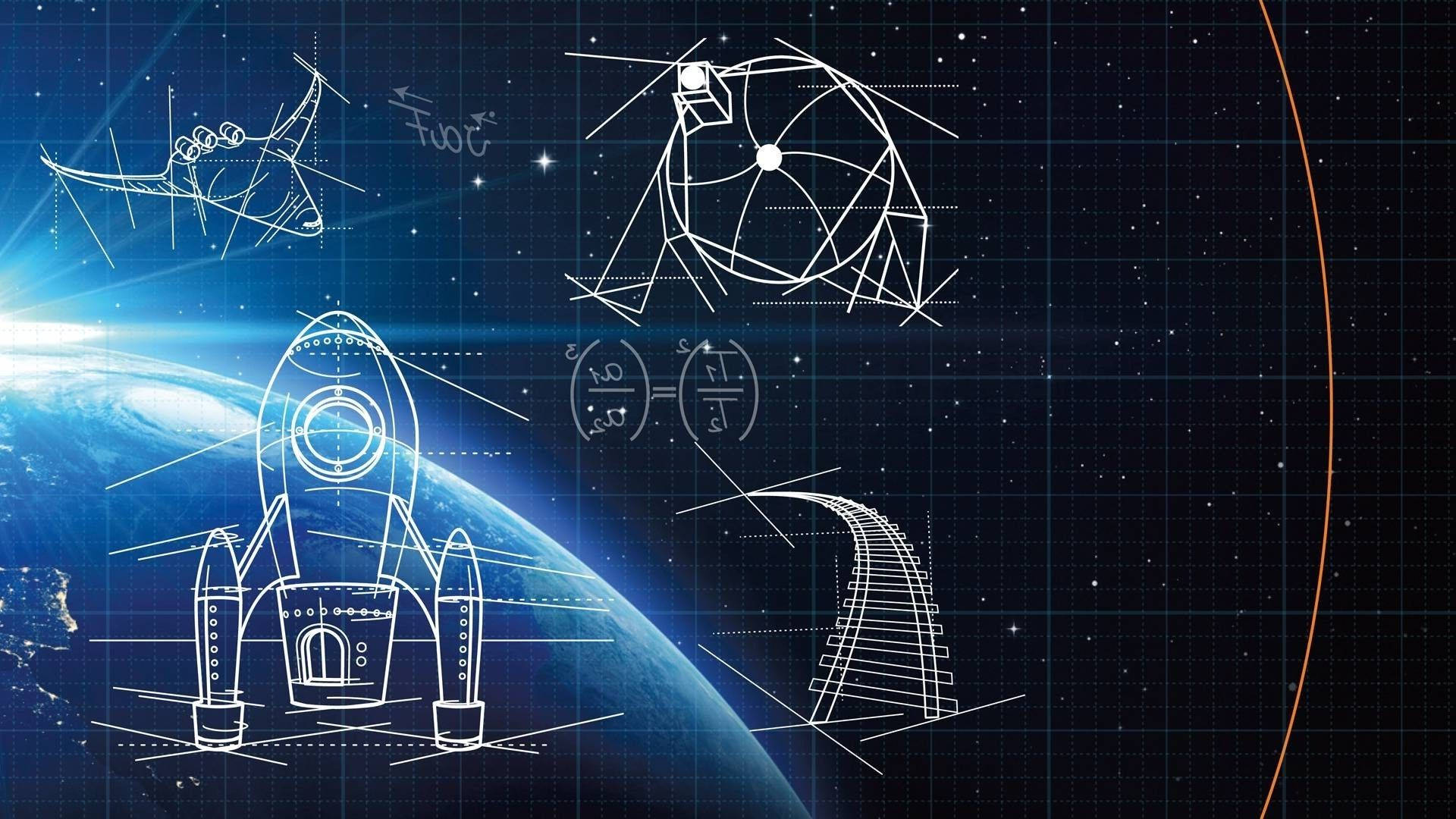 theoretical physics, white drawings, futuristic spacecraft, Full HD Desktop Wallpaper