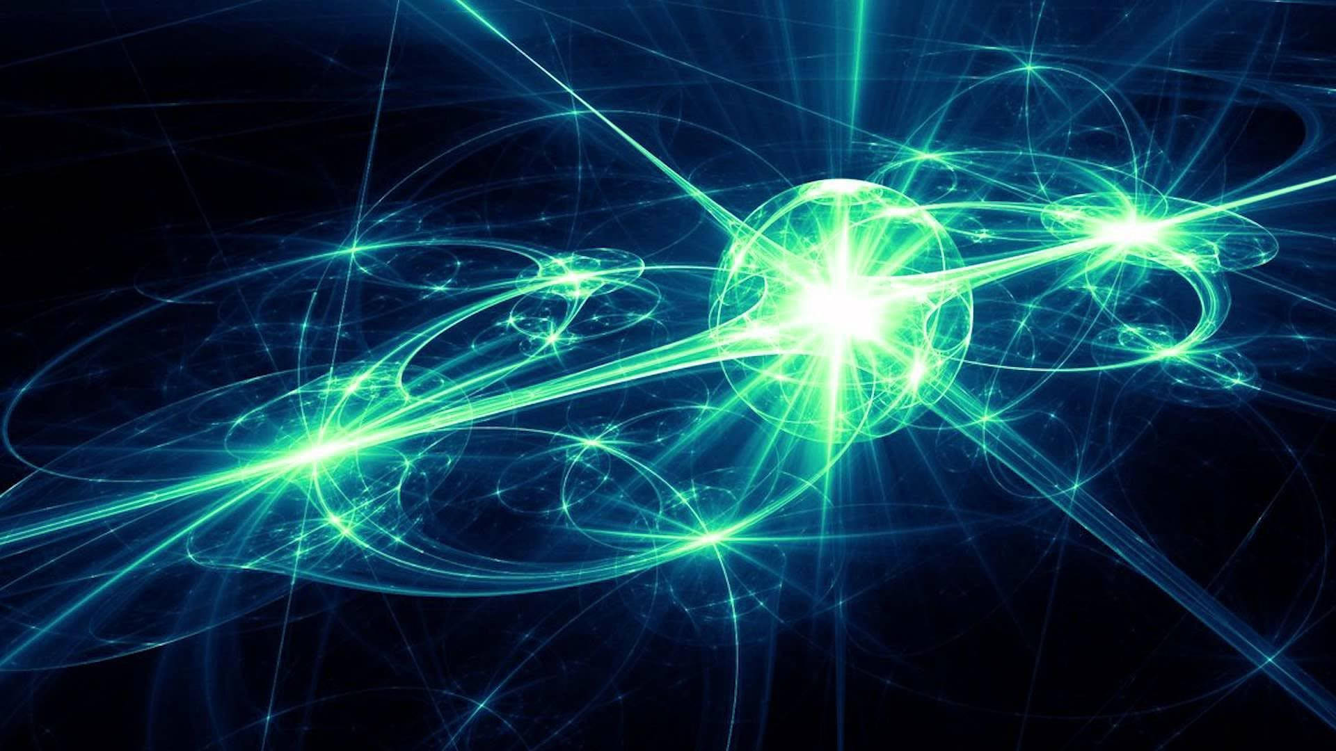 theoretical physics, neon green energy lines, glowing orbs, Full HD Desktop Wallpaper