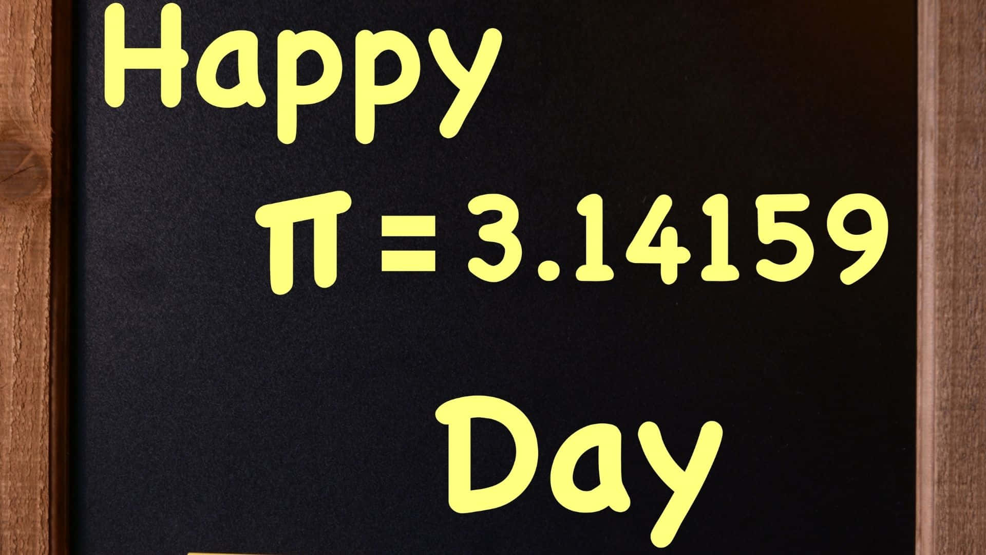 pi day, black chalkboard, wood frame, Full HD Desktop Wallpaper