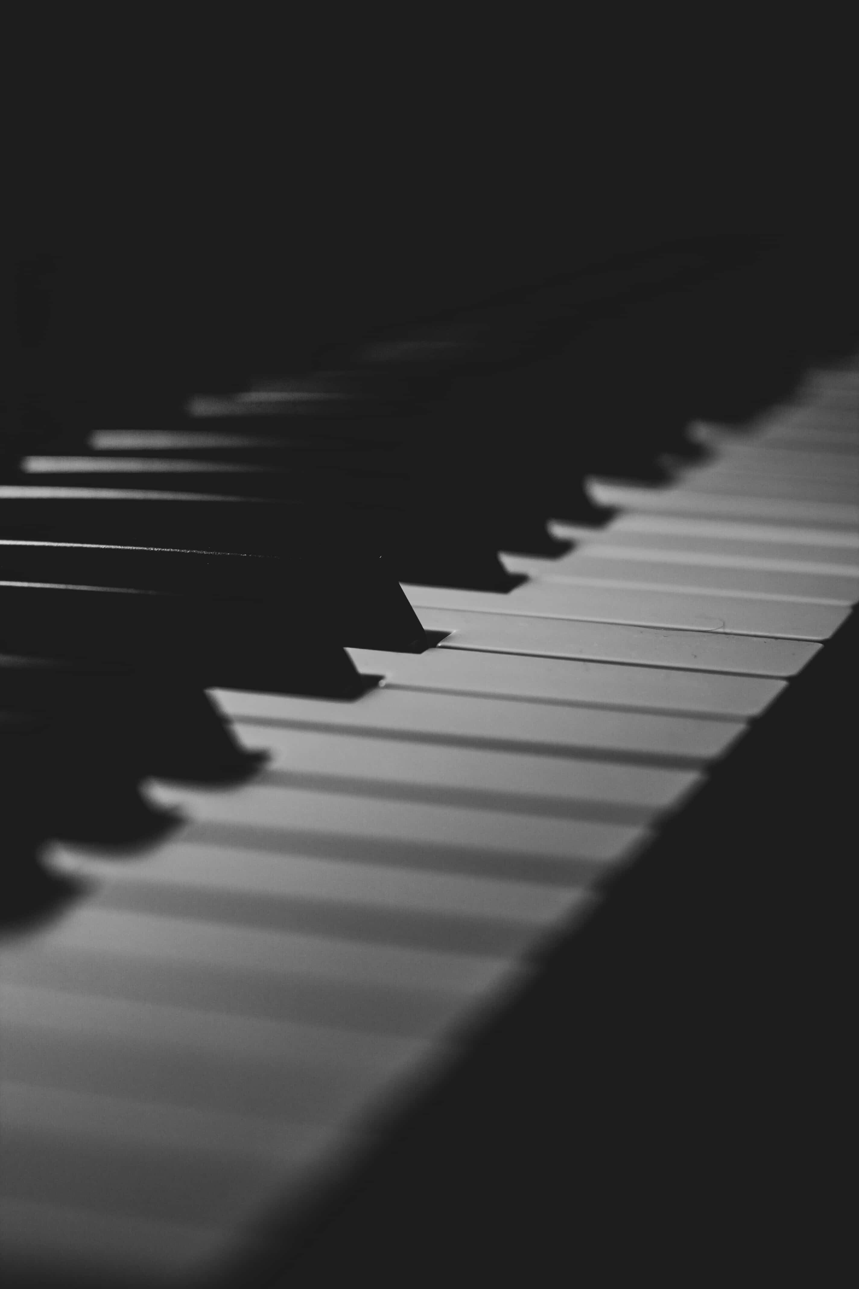 black and white piano, monochrome, piano keys, 4K Phone Wallpaper