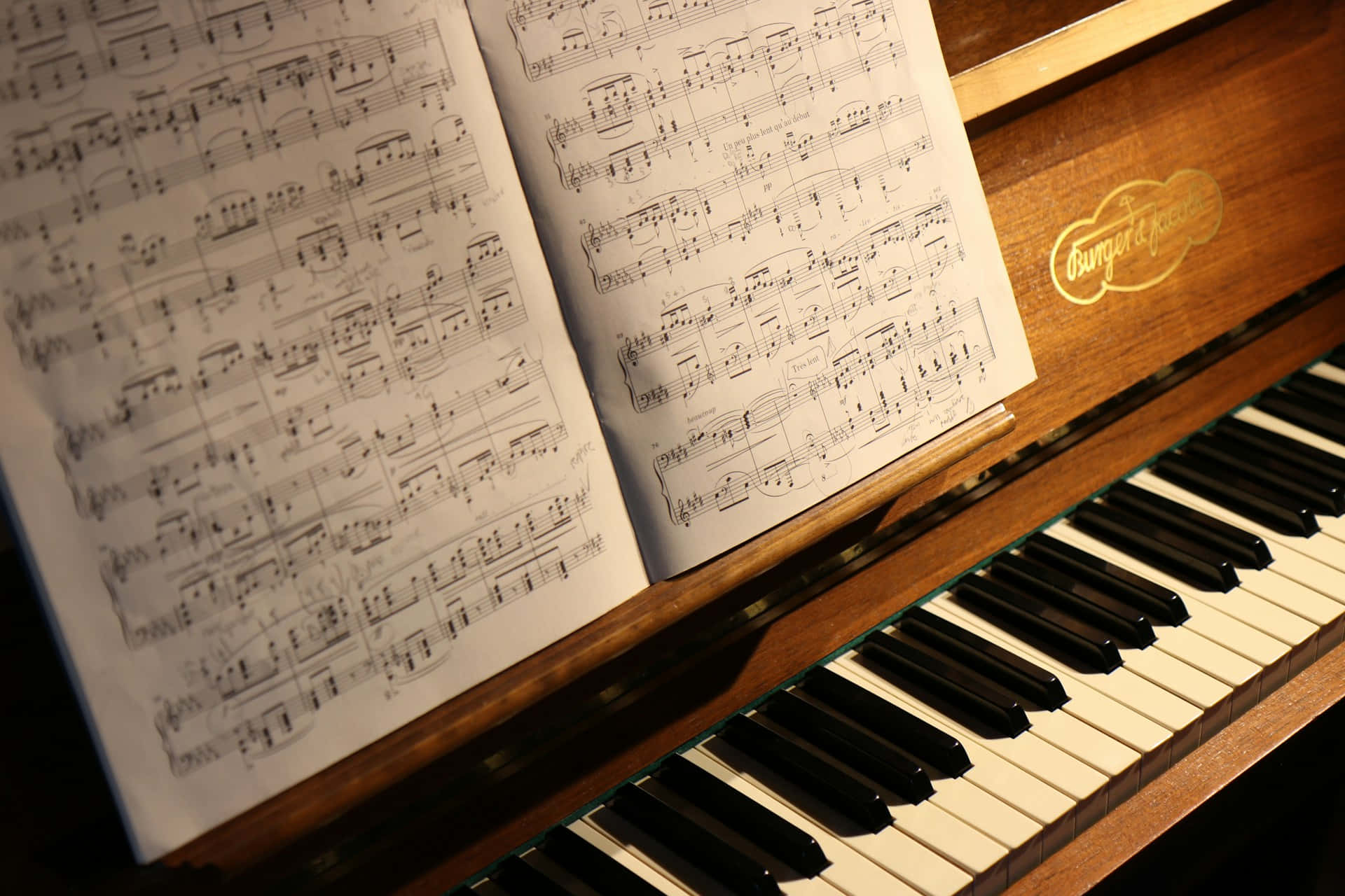 classical music sheet, piano, wooden piano, Full HD Desktop Wallpaper