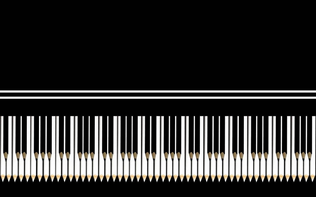piano keyboard, pencil art, black background, HD Desktop Wallpaper