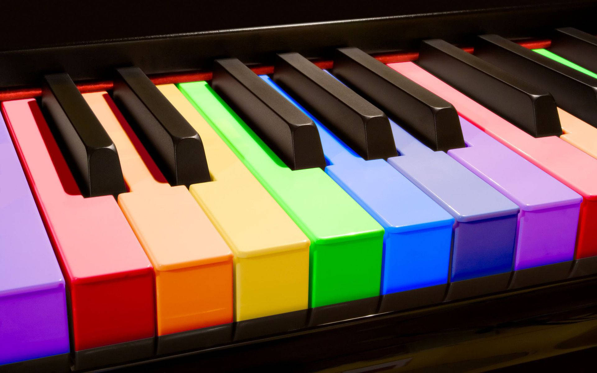 piano, rainbow keyboard, vibrant rainbow colors, Full HD Desktop Wallpaper
