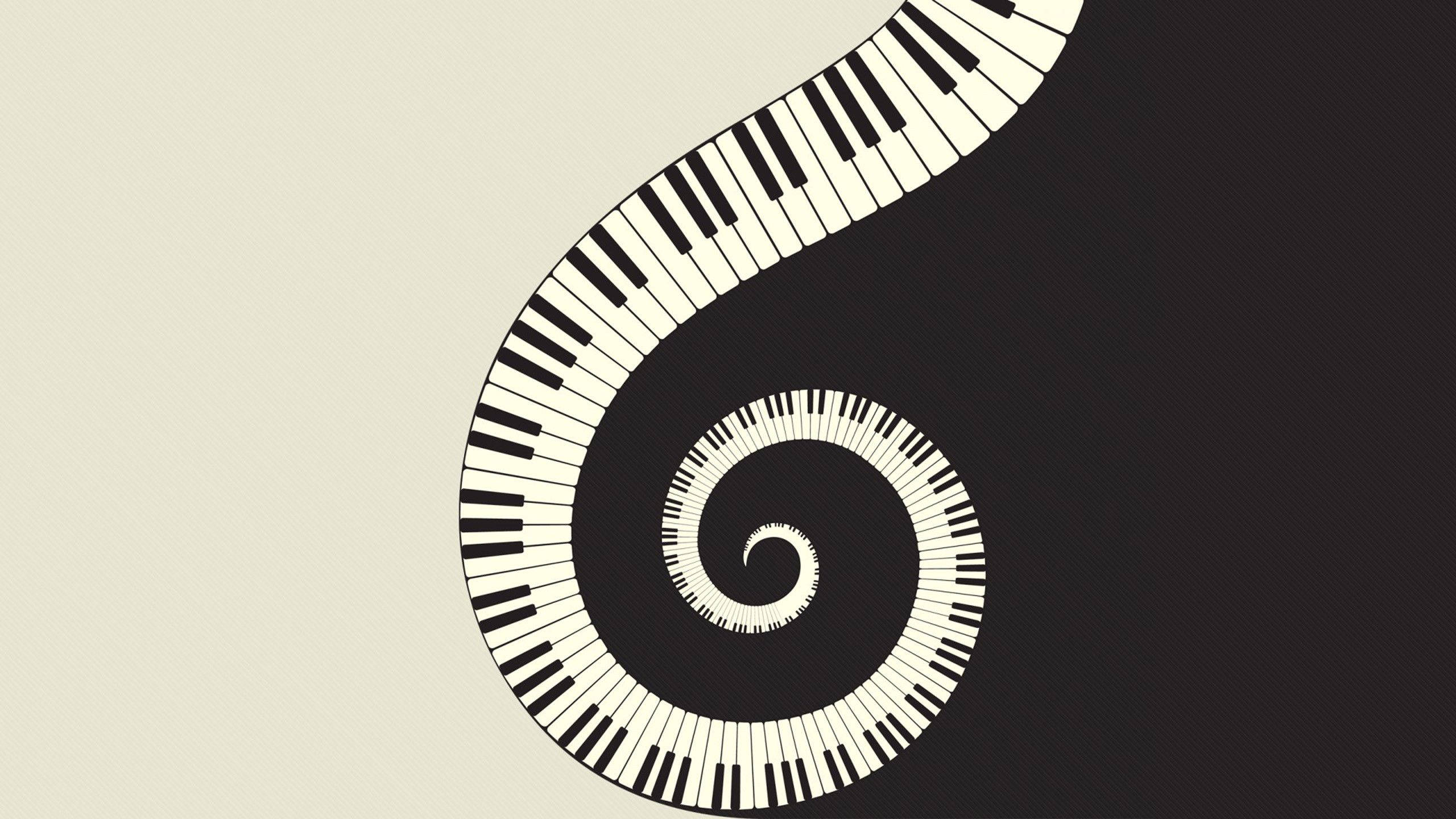 piano spiral art, beige, black, 2K Desktop Wallpaper
