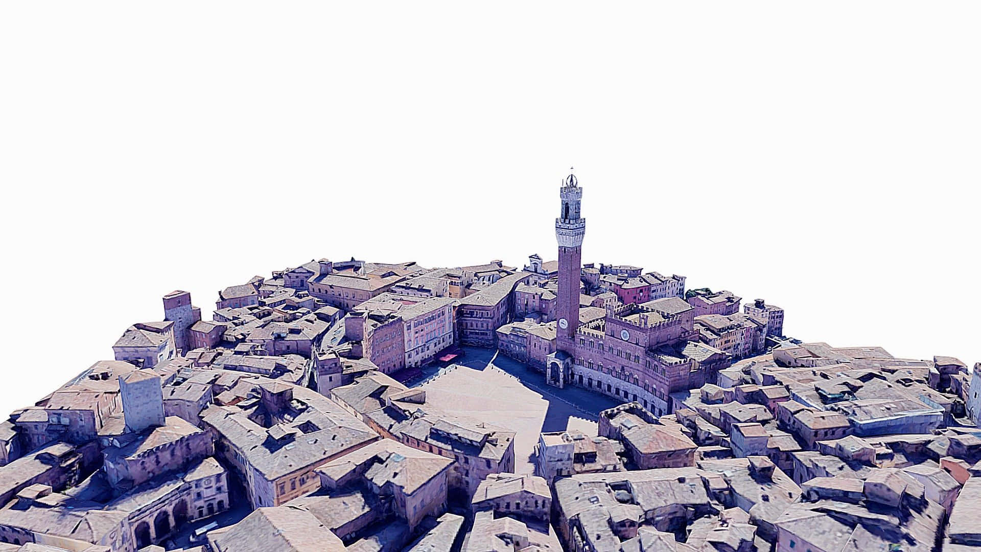 Piazza Del Campo, terracotta rooftops, clock tower, Full HD Desktop Wallpaper