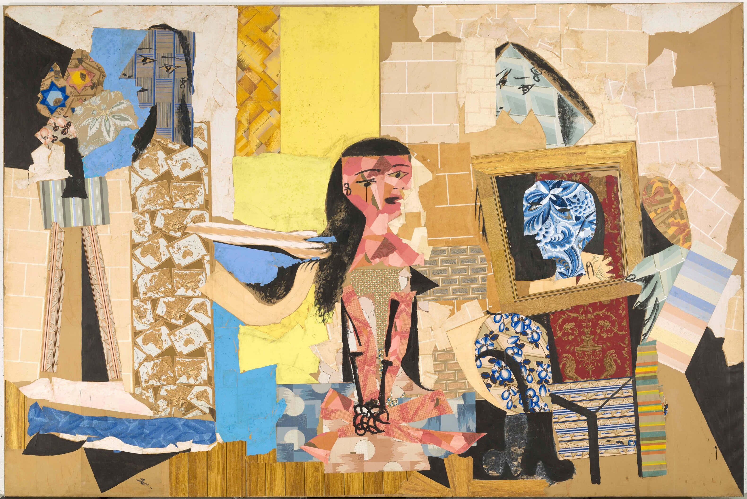 Picasso, cubist composition, woman with long dark hair, 2K Desktop Wallpaper