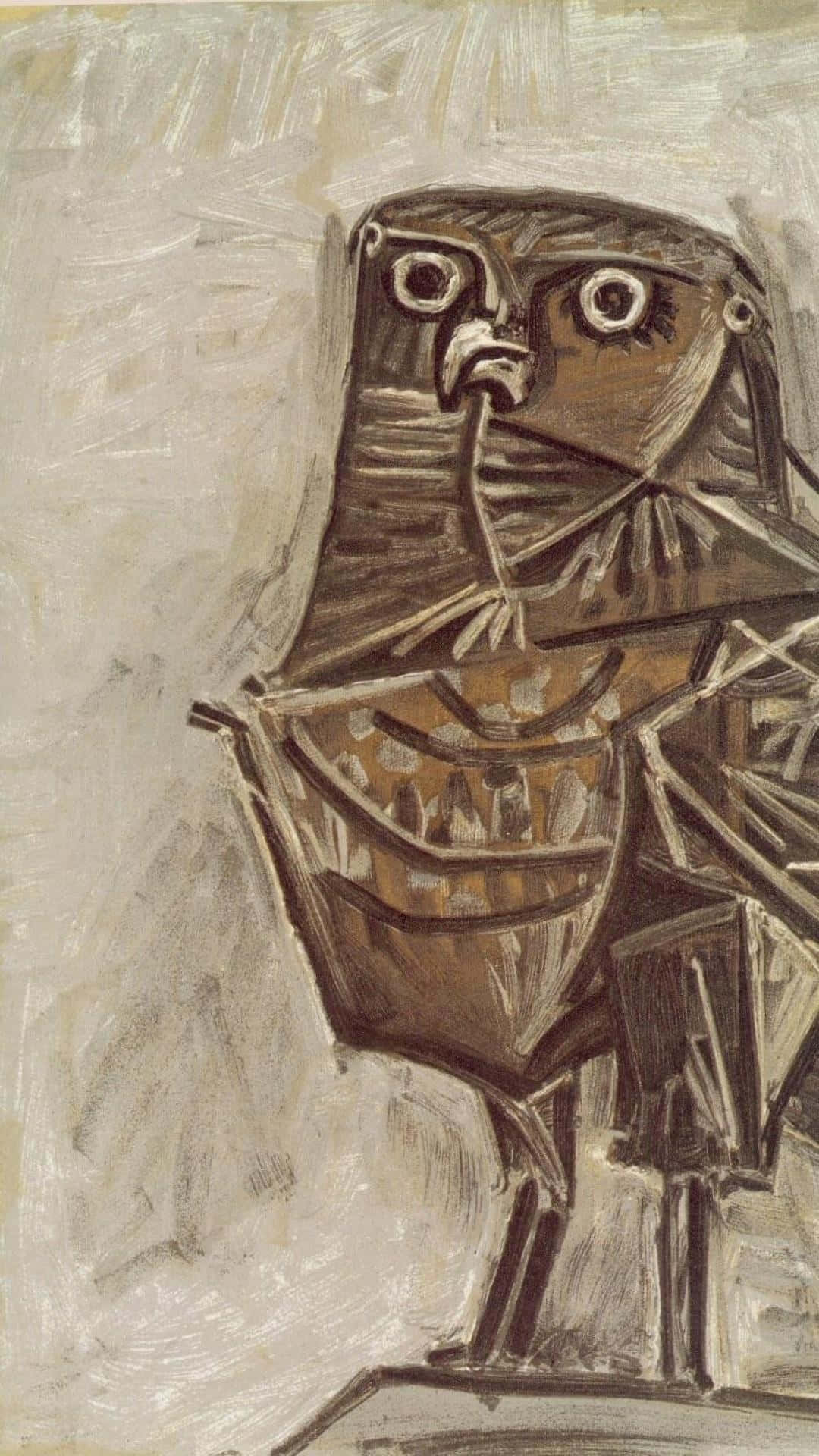 Picasso, cubist owl painting, brown owl, Full HD Phone Wallpaper