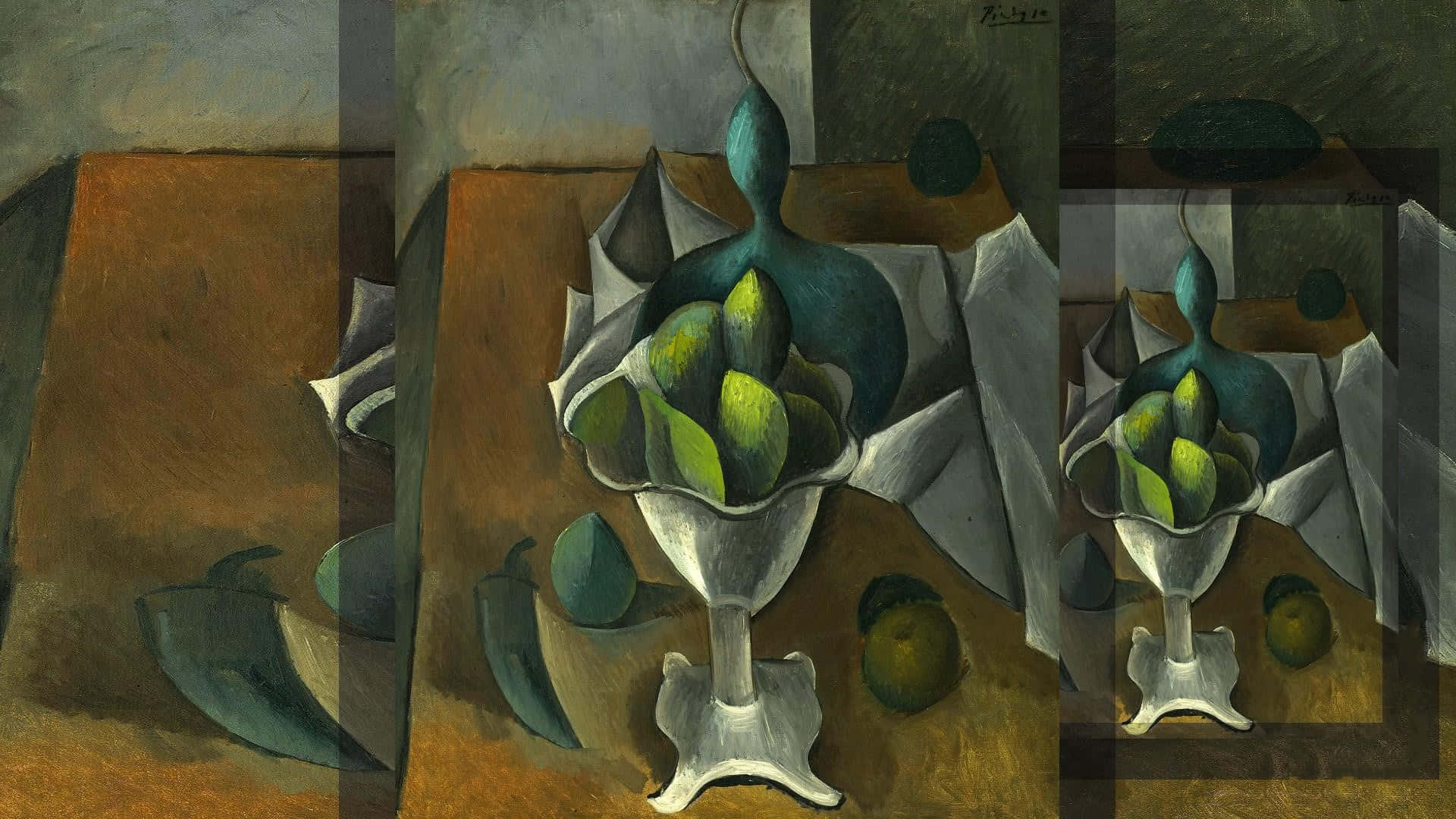 Picasso, still life, blue vase, Full HD Desktop Wallpaper