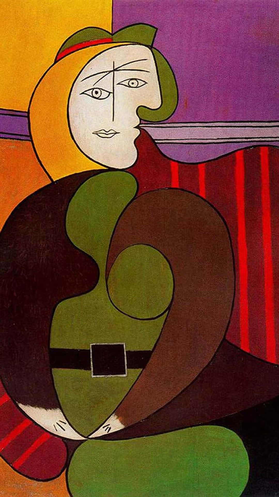 Picasso, cubist portrait, seated woman, Full HD Phone Wallpaper