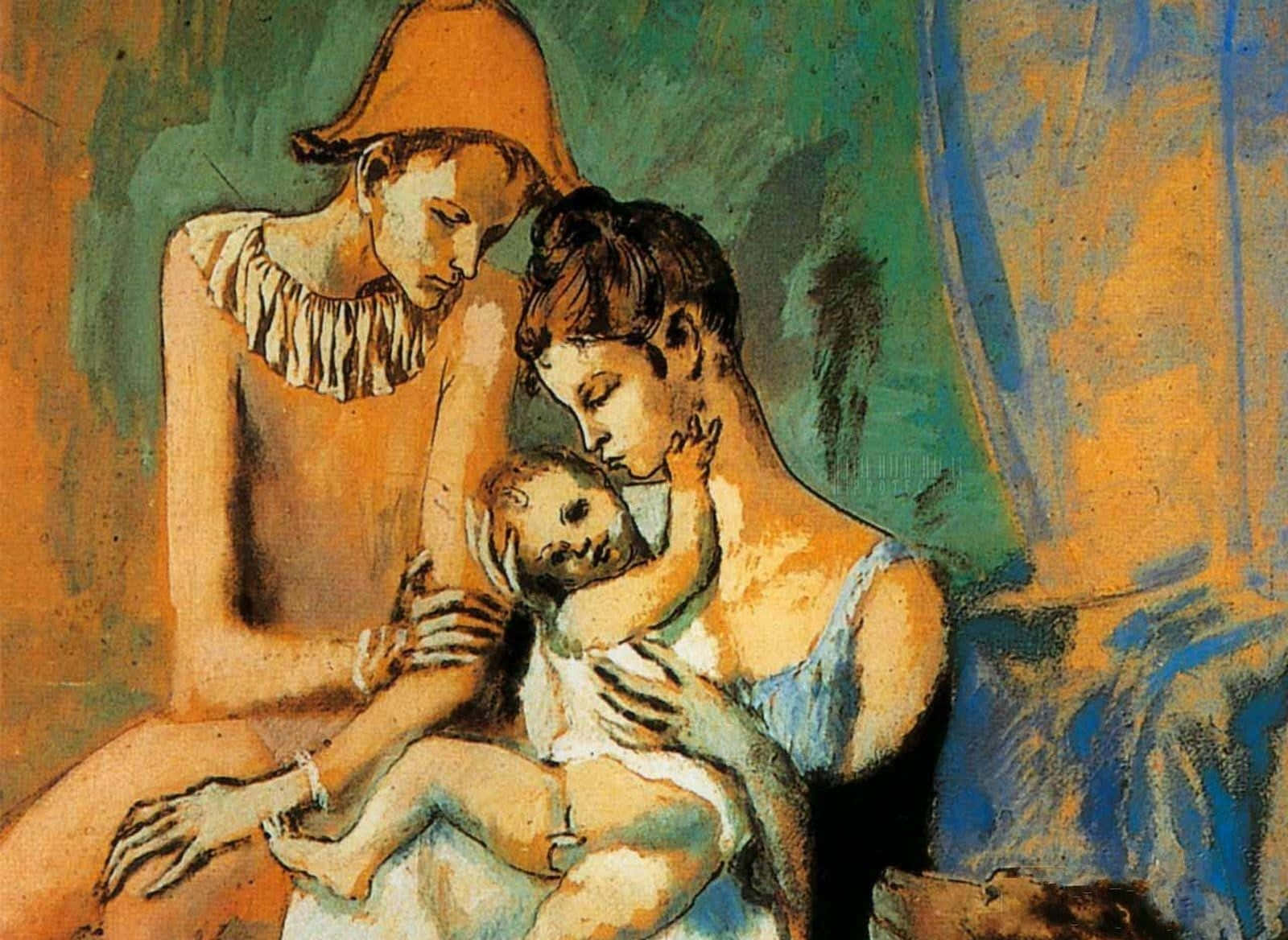Picasso, mother child acrobate, abstractly painted, HD Desktop Wallpaper