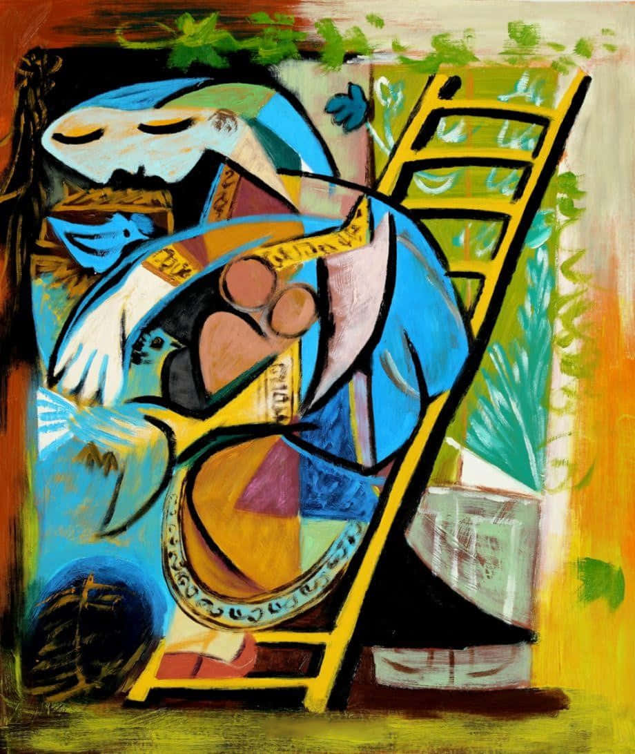 Picasso, abstract figure, ladder, SD Phone Wallpaper