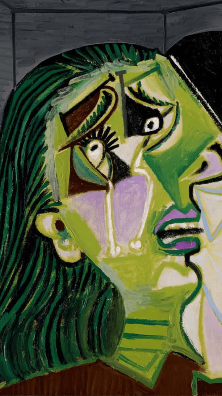 Picasso, green-faced, geometric features, HD Phone Wallpaper