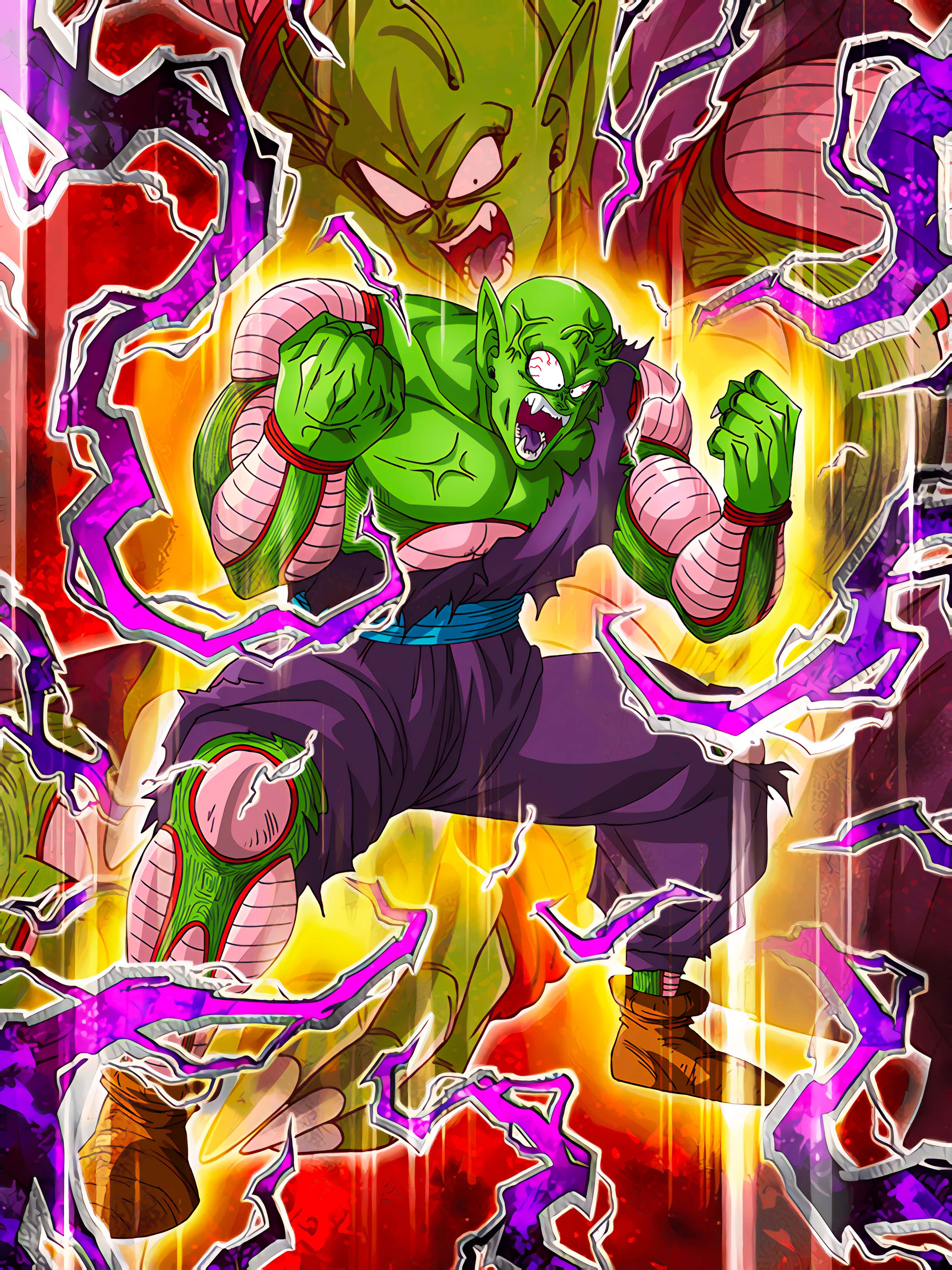 Piccolo, green-skinned anime warrior, purple gi, 4K Phone Wallpaper