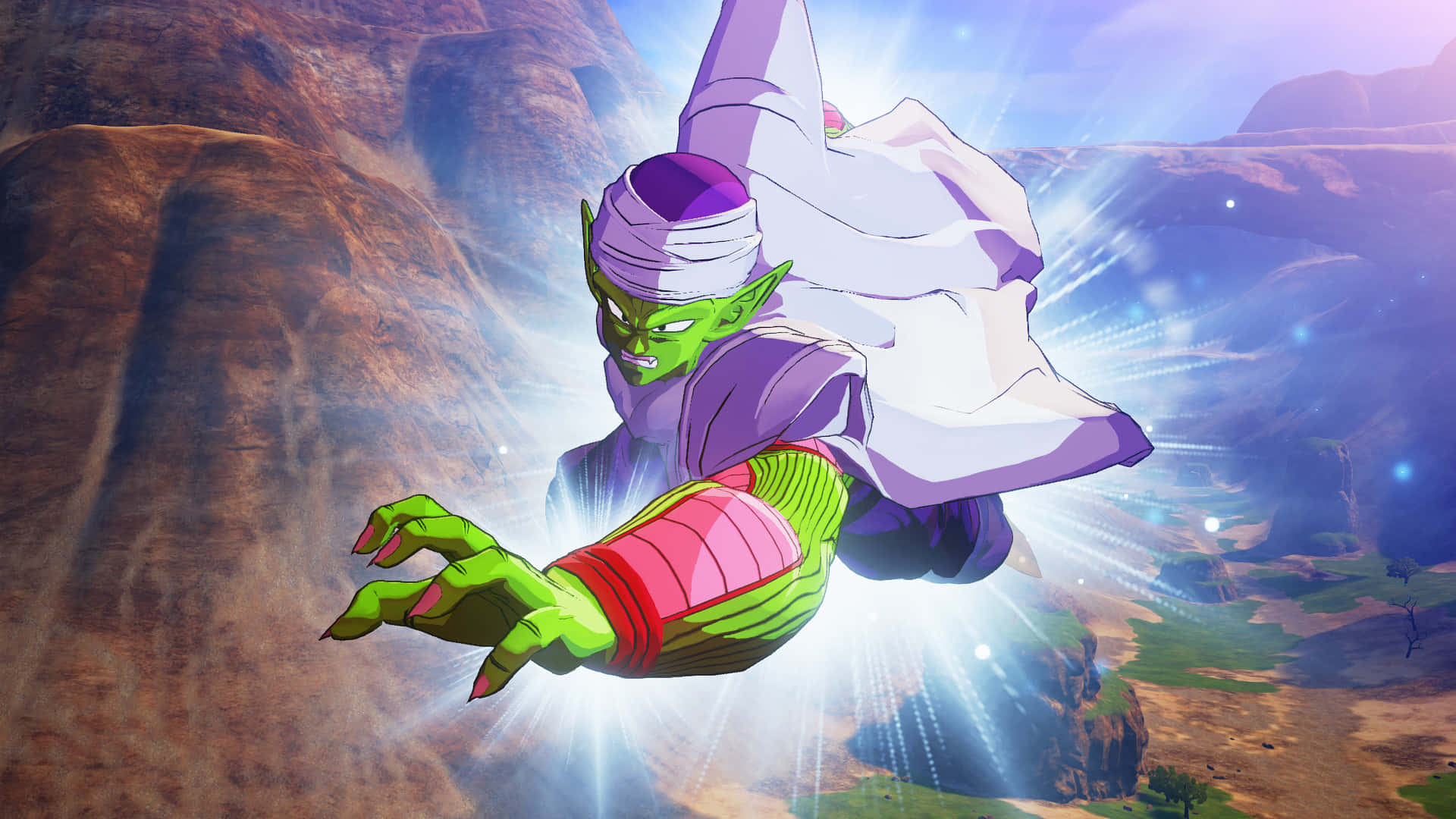 Piccolo, green-skinned, purple and white armor, Full HD Desktop Wallpaper