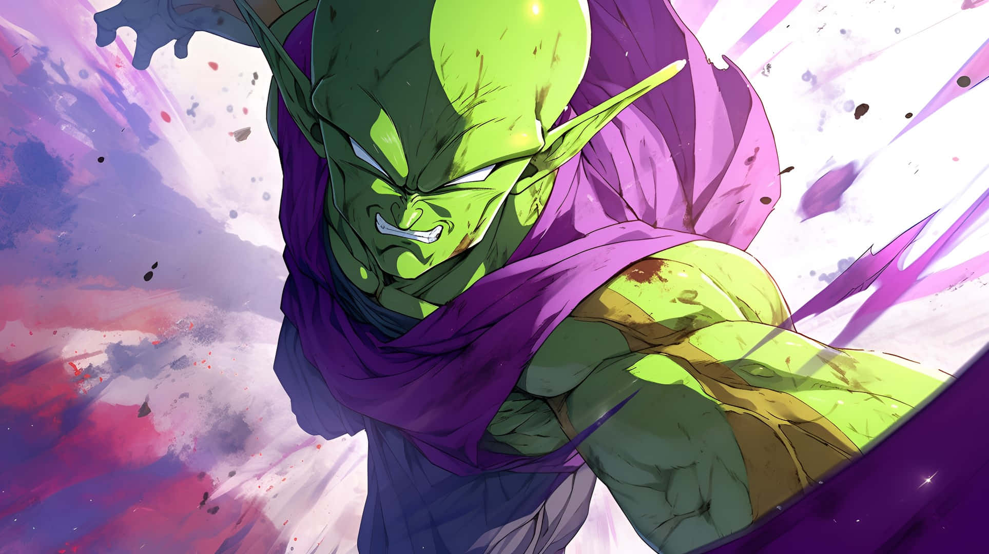 Piccoloin, green-skinned, purple cape, Full HD Desktop Wallpaper