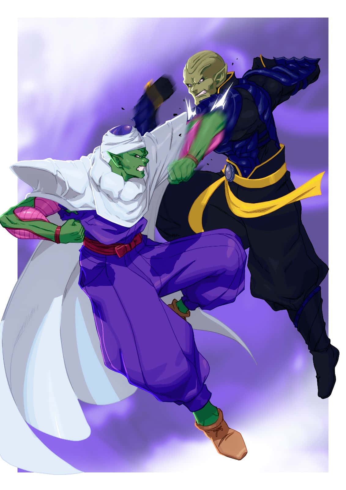 Piccolo, anime opponent, glowing purple background, HD Phone Wallpaper