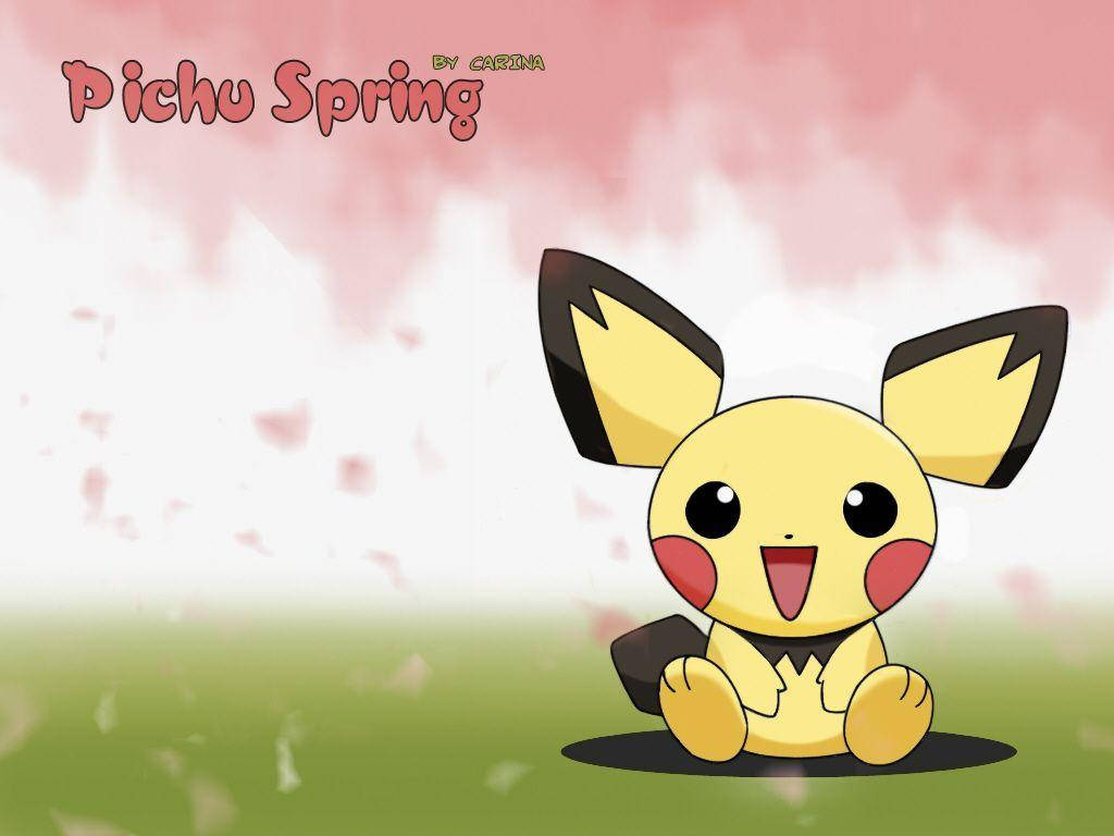 Pichu, springtime, green grass, SD Desktop Wallpaper