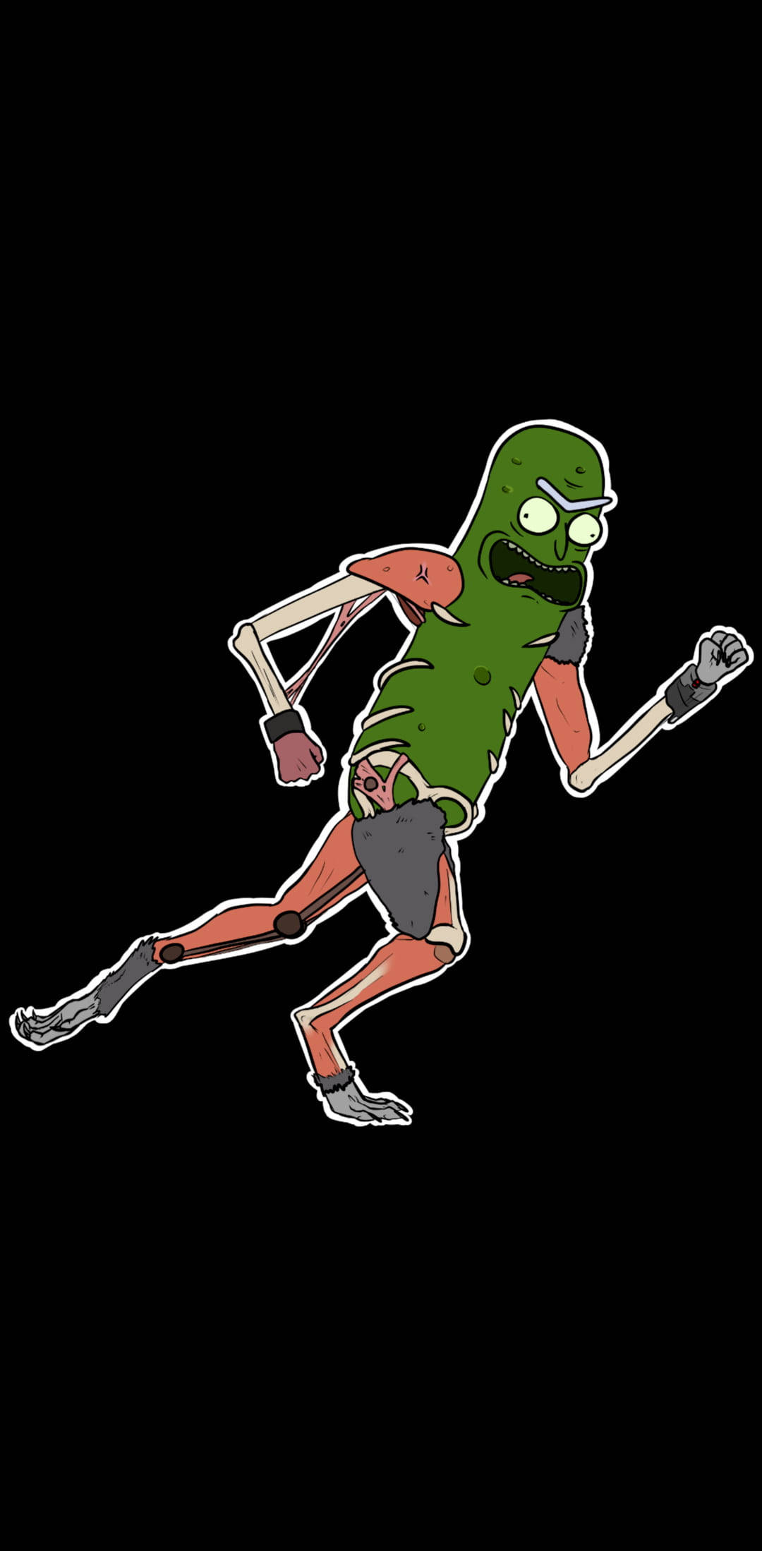 Pickle Rick, mechanical limbs, black background, Full HD Phone Wallpaper