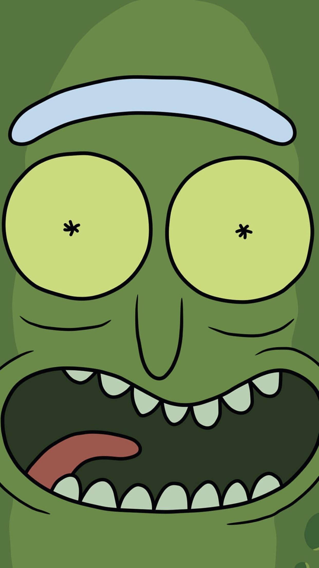 Pickle Rick, green, cartoon, Full HD Phone Wallpaper