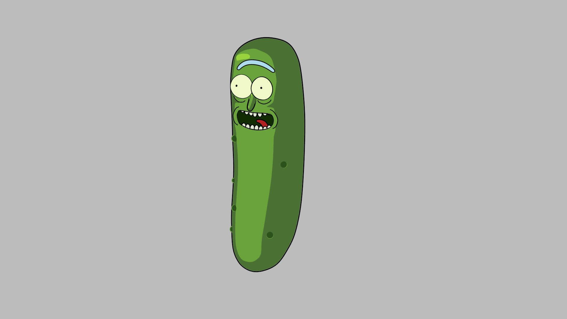 Pickle Rick, cartoon pickle, wide eyes, Full HD Desktop Wallpaper