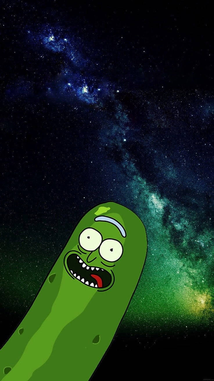 Pickle Rick, galaxy, green pickle, HD Phone Wallpaper