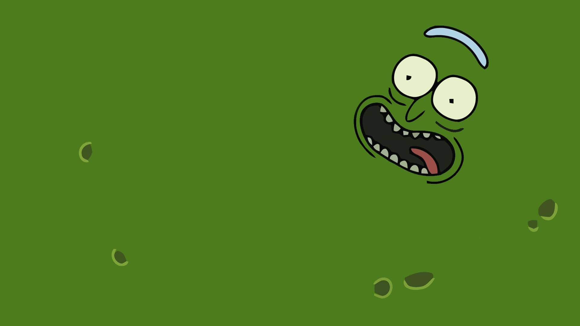 Pickle Rick, cartoon pickle character, wide eyes, Full HD Desktop Wallpaper