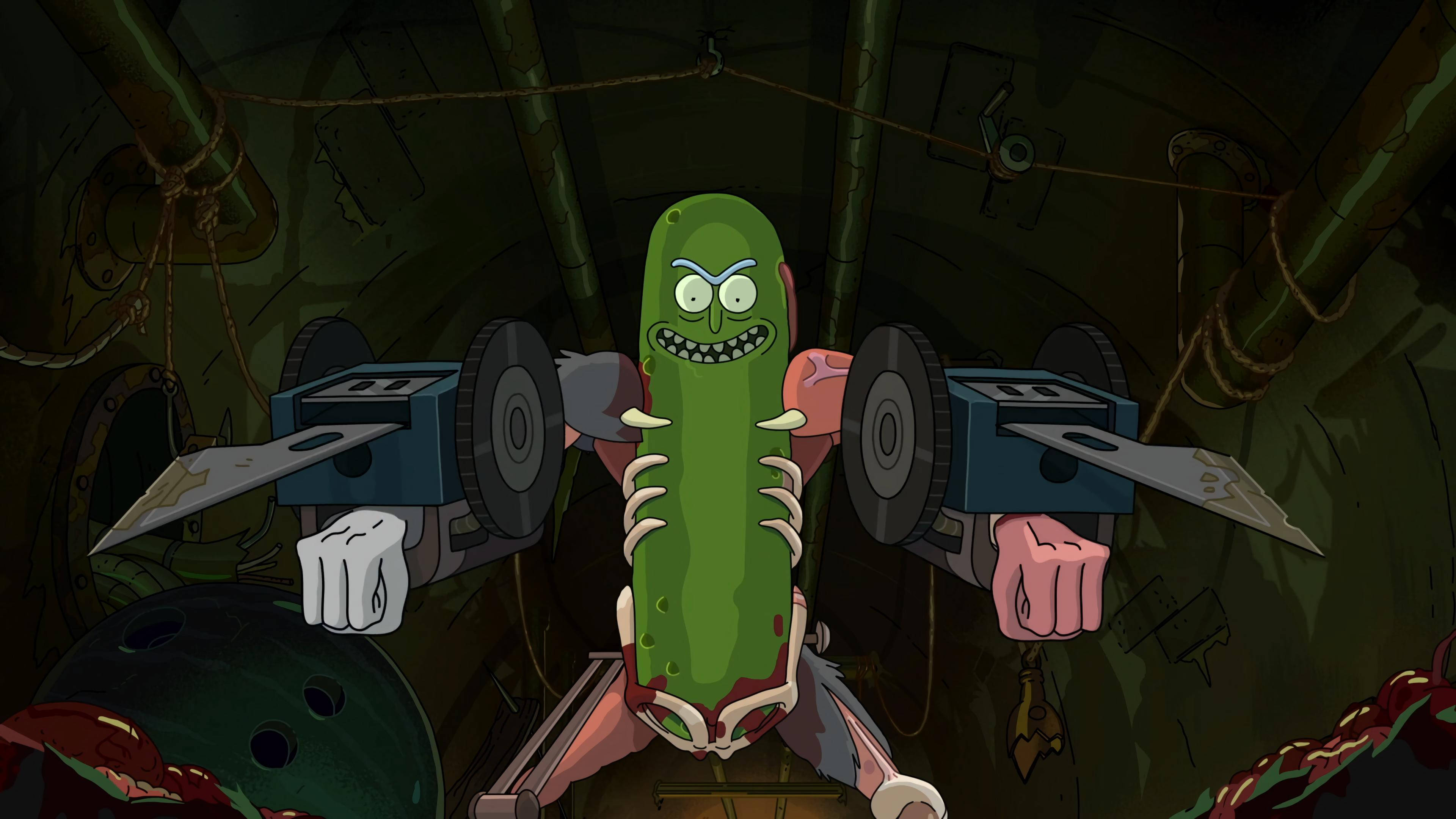 Pickle Rick, sewer, mechanical arms, 4K Desktop Wallpaper
