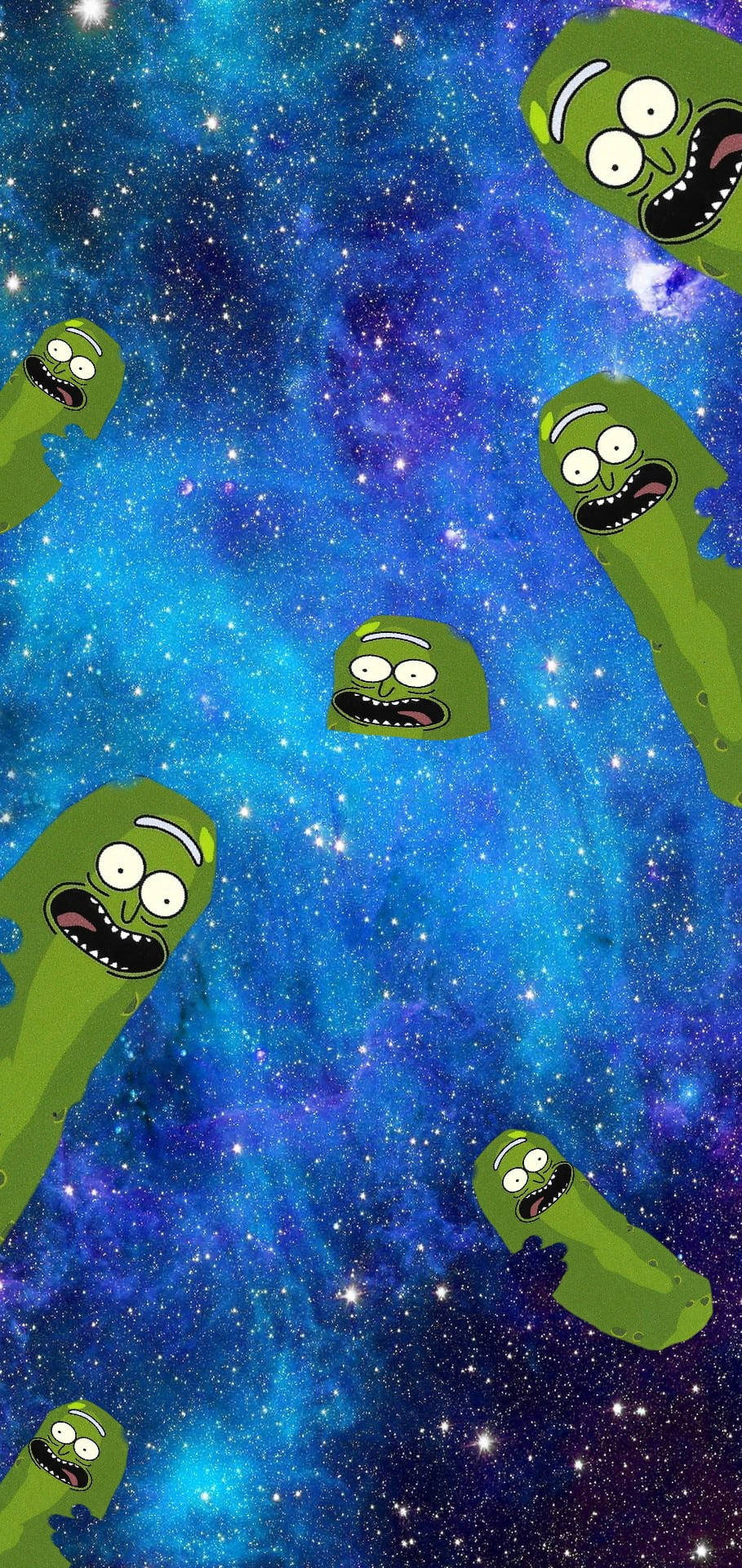Pickle Rick, Blue Galaxy, cosmic nebula, Full HD Phone Wallpaper