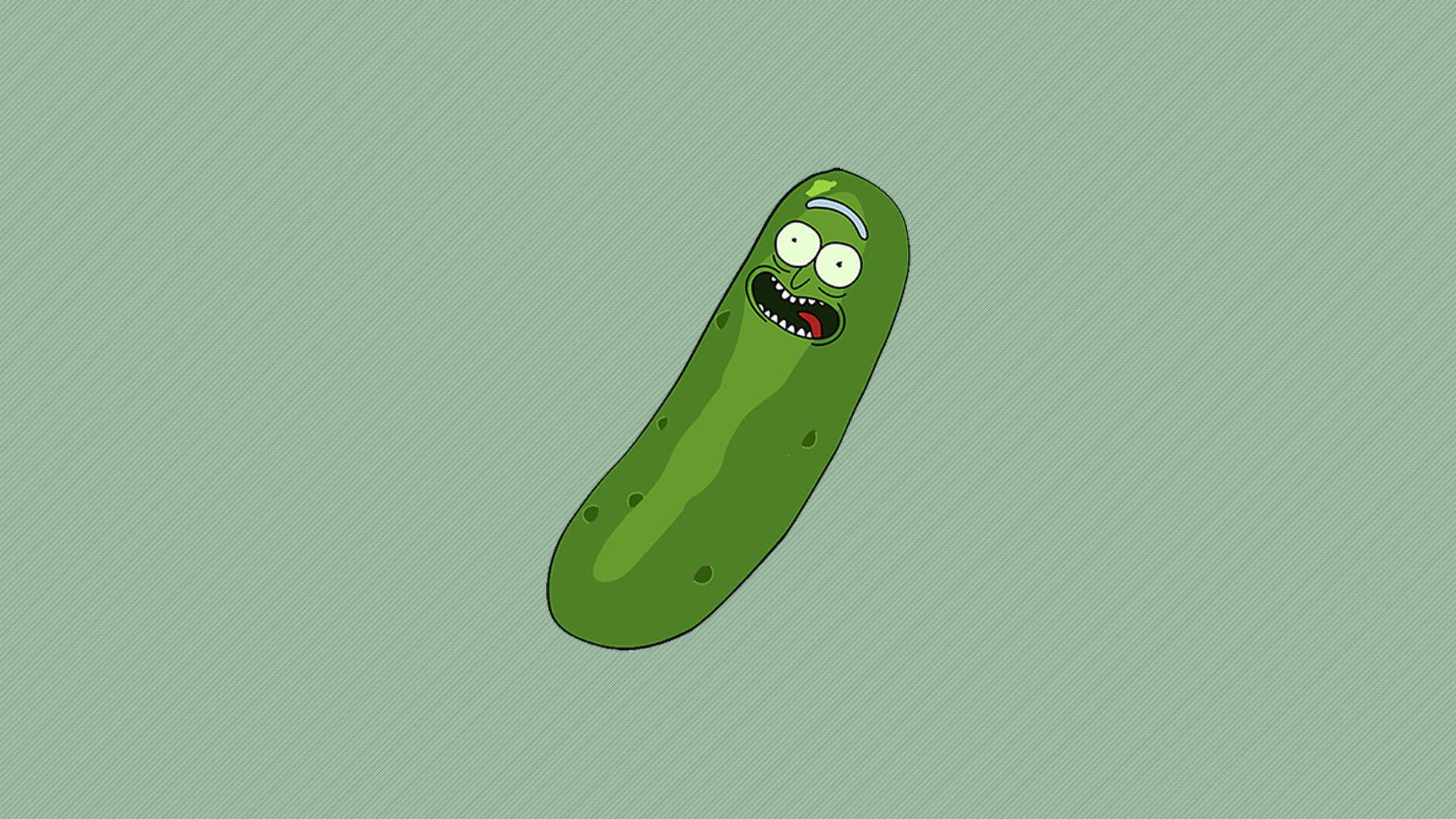 Minimalist Pickle Rick, cartoon pickle, wide eyes, Full HD Desktop Wallpaper
