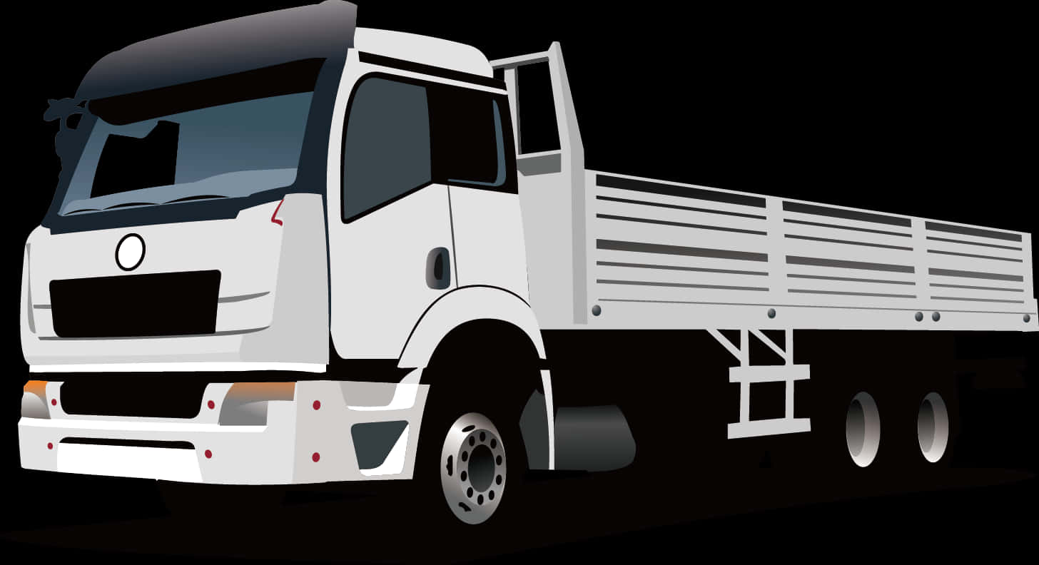 white flatbed truck, black accents, silver wheels, HD Desktop Wallpaper