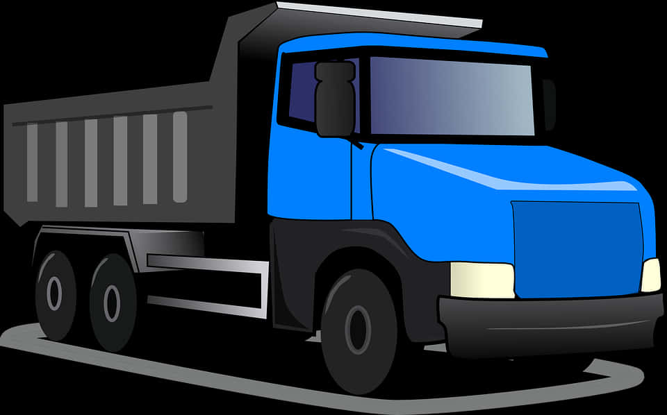 blue dump truck, black background, silver accents, SD Desktop Wallpaper