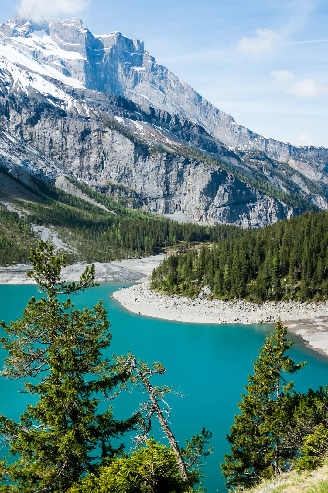 alpine lake, vibrant turquoise waters, snow-capped mountains, HD Phone Wallpaper