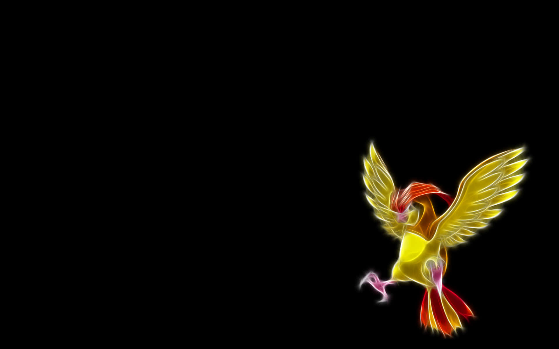 Pidgeotto, glowing, yellow and red, Full HD Desktop Wallpaper