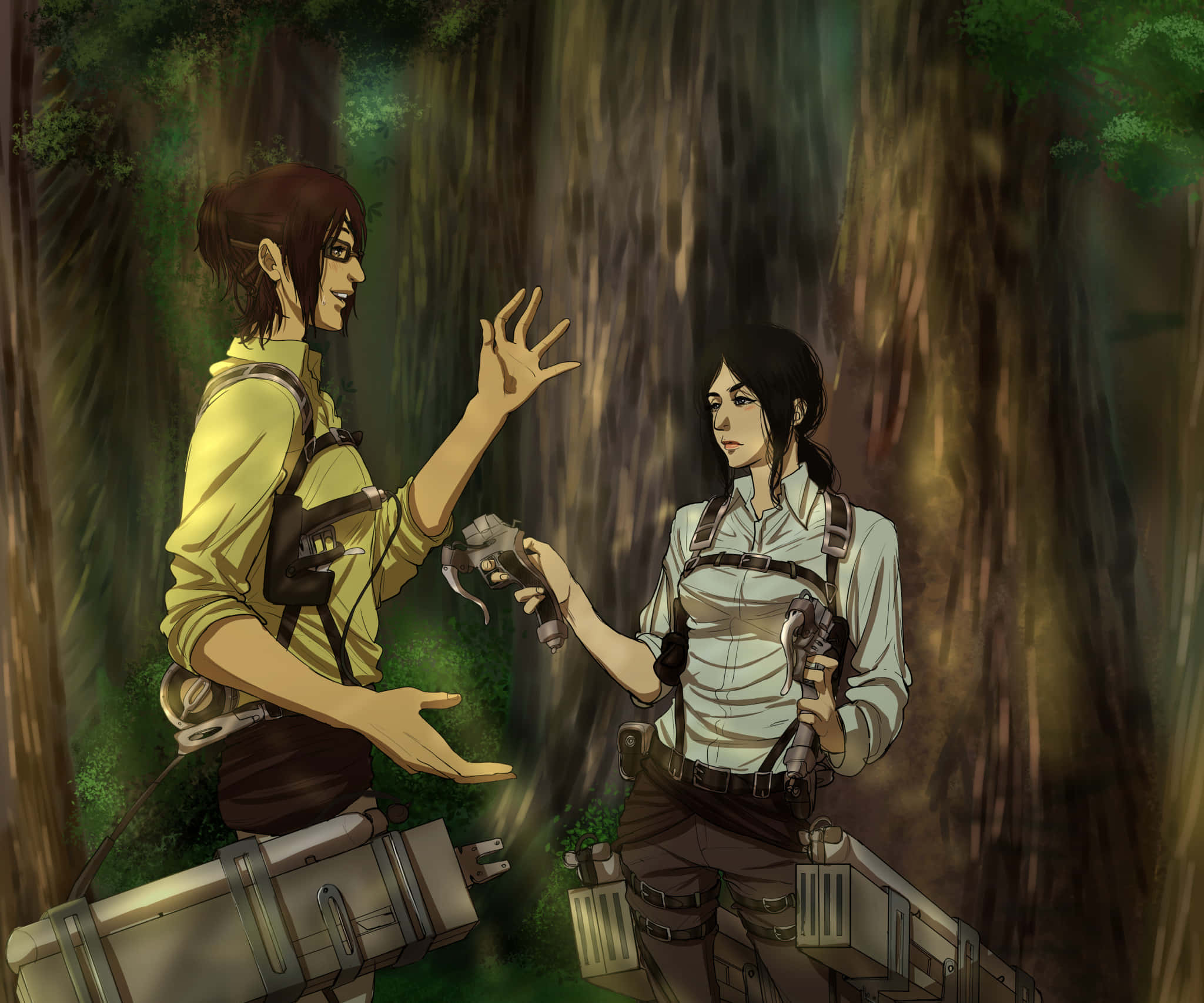 Pieck, anime characters, forest gear, Full HD Desktop Wallpaper