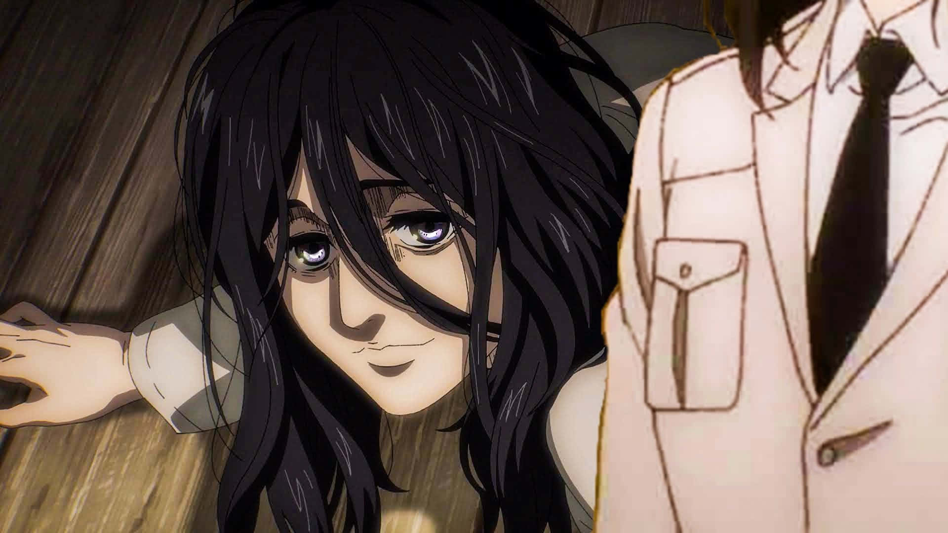 Pieck, anime girl, long black hair, Full HD Desktop Wallpaper